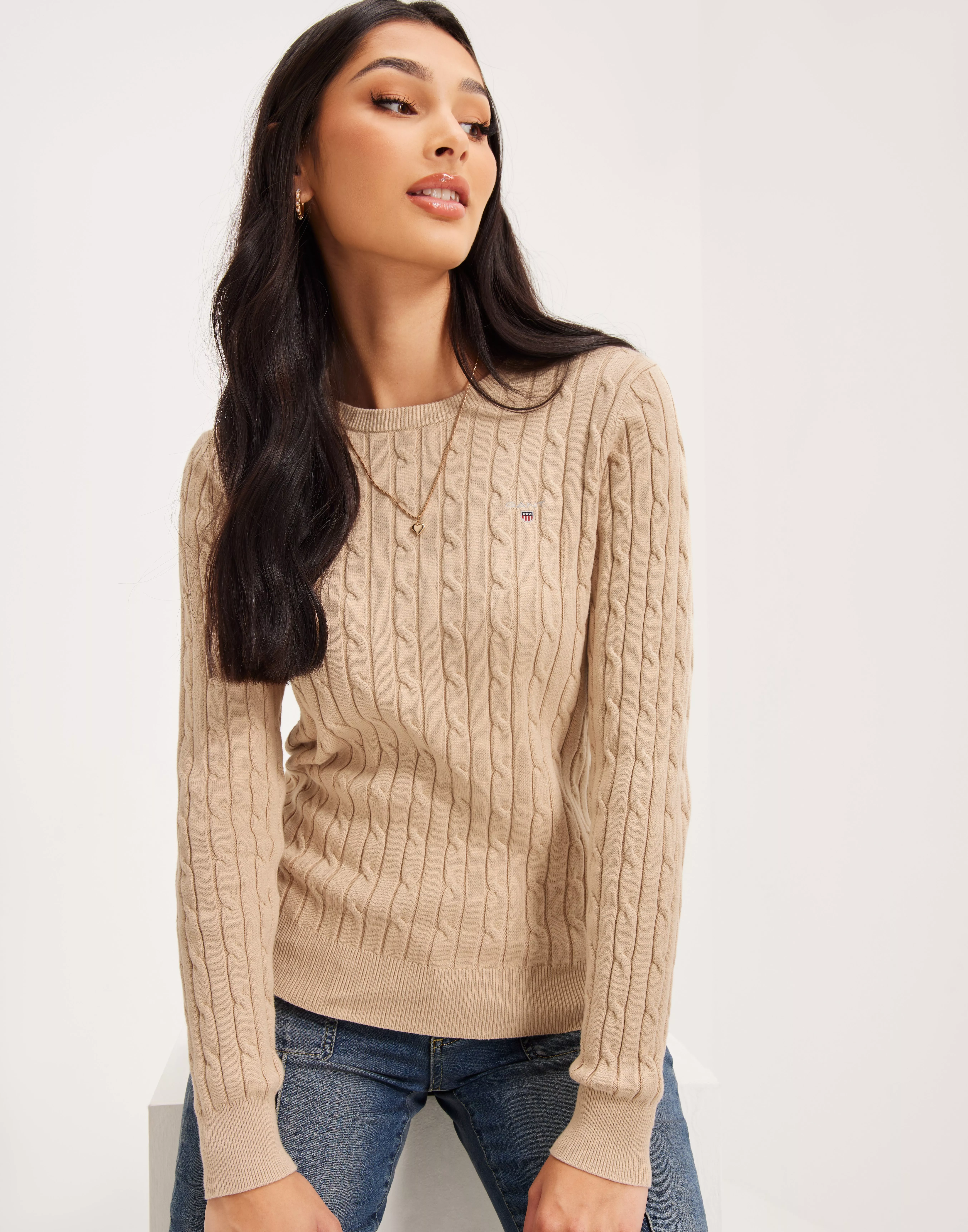 Stretch Cotton Cable V-Neck Sweater - GANT