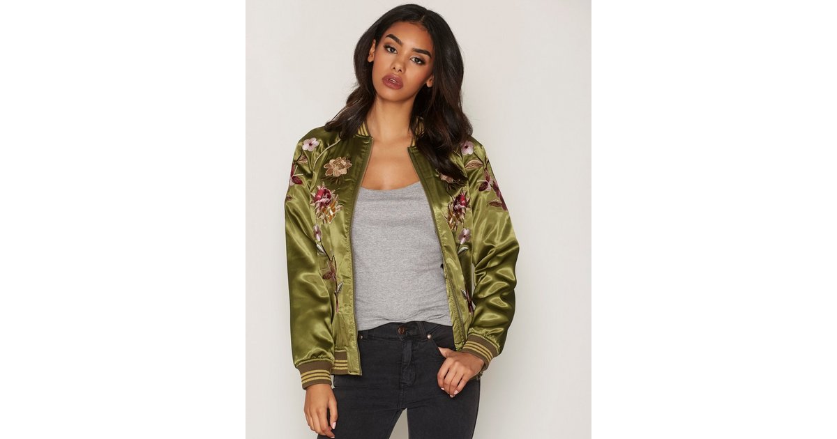 green floral bomber jacket