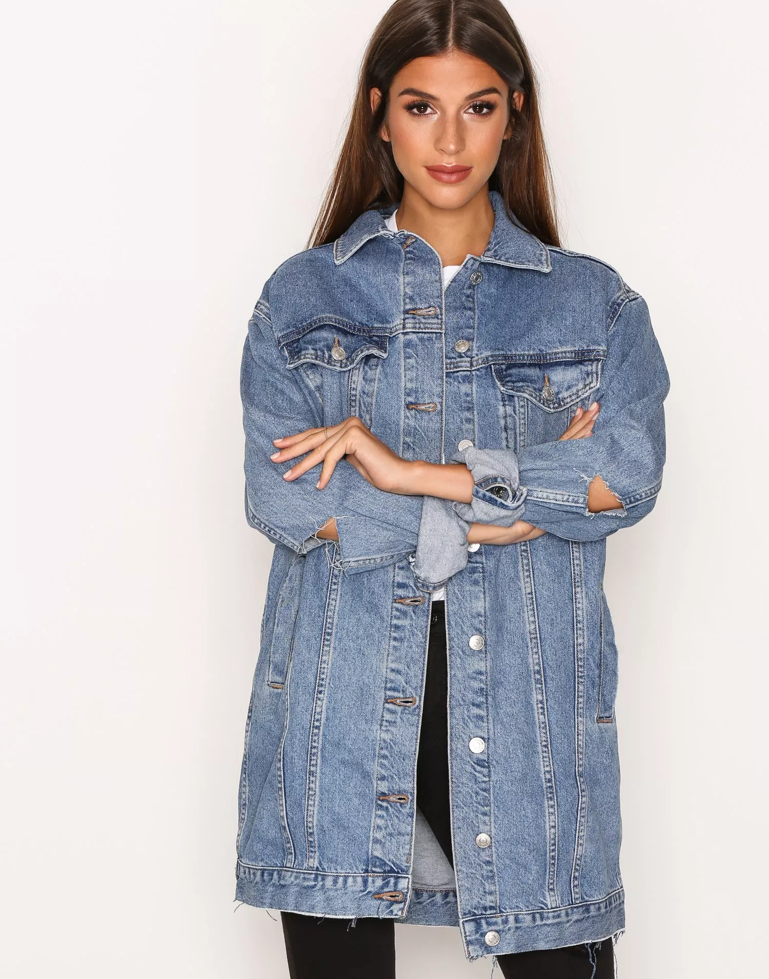 Topshop longline sales denim jacket