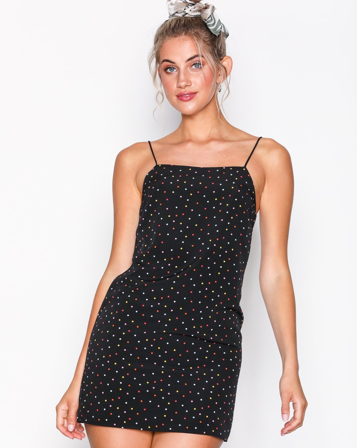 Square Neck Polka Dot Slip Dress