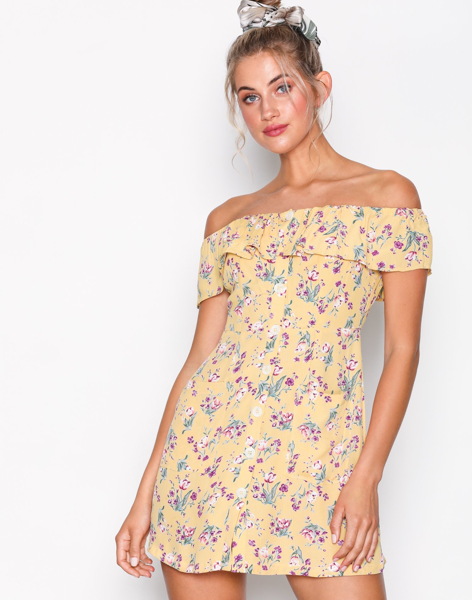 Floral Bardot Mini Dress