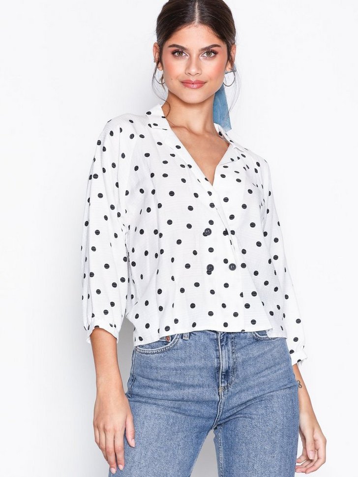 Festbluse Spot Print Button Down Top festtop