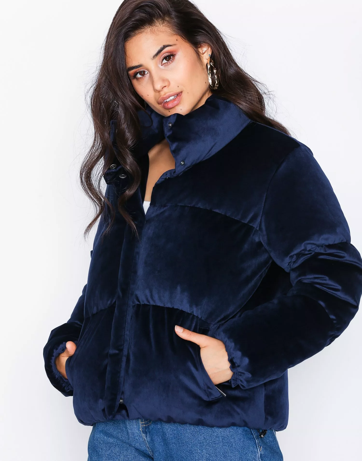 Blue on sale velvet puffer