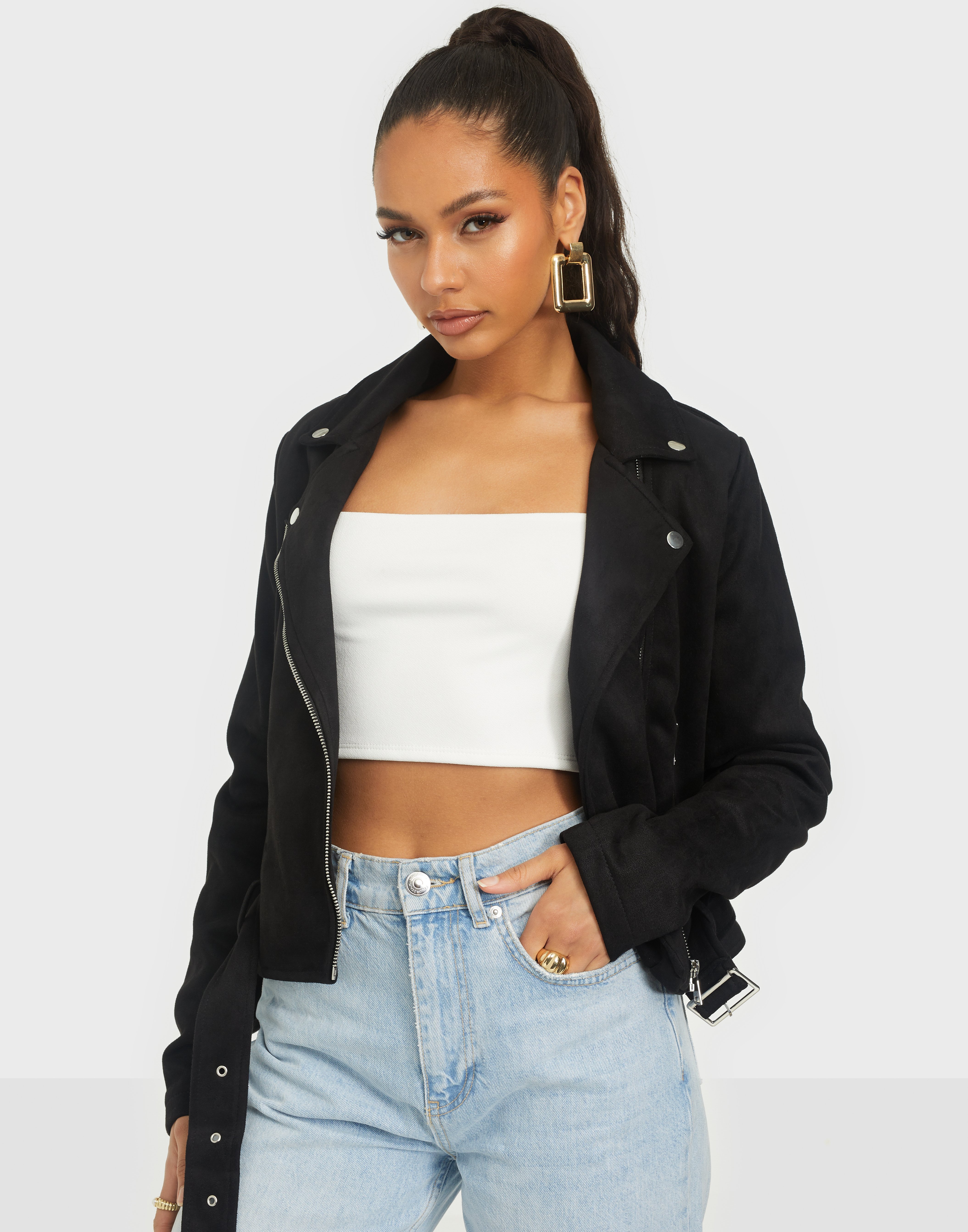 Suede Biker Jacket Nahkatakit Musta Nly Trend - Nelly.com