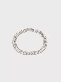 Silver Double Curb Chain Bracelet