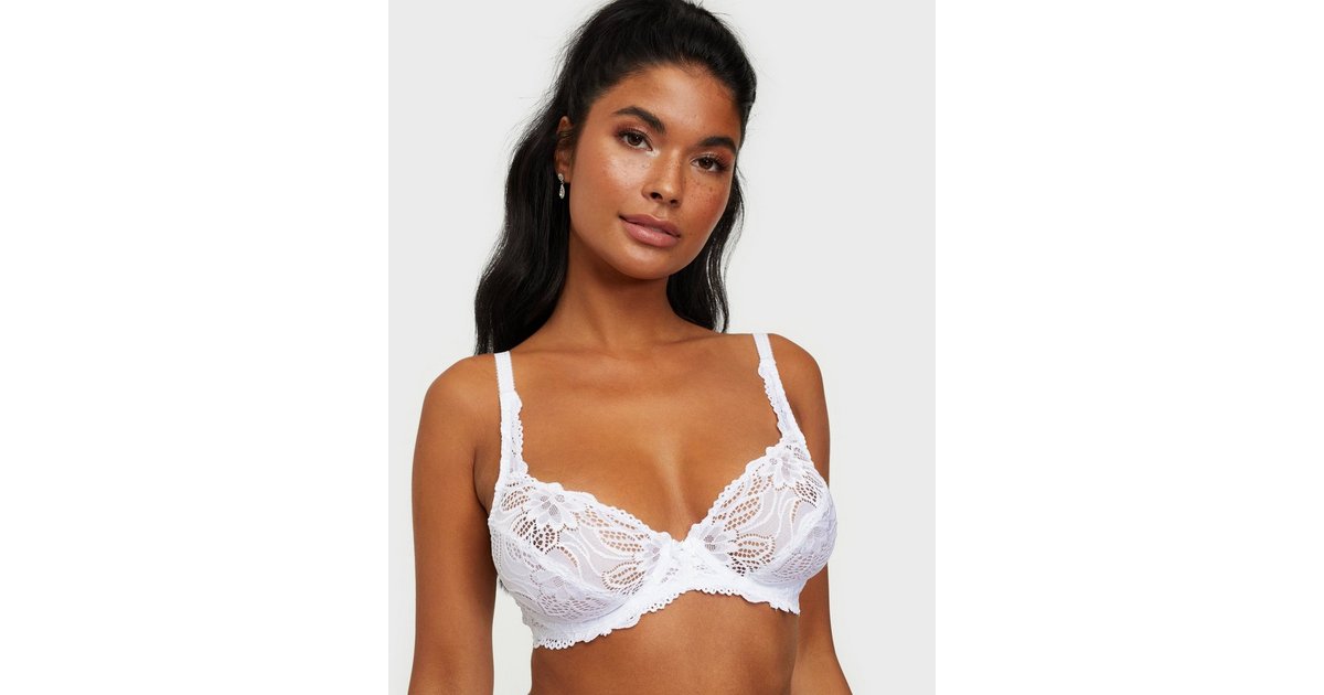 Angie recycled underwired bra in lace white Dorina