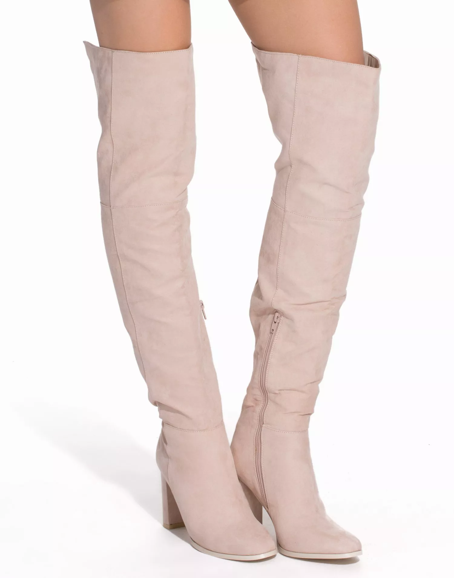 Pink suede over the hotsell knee boots