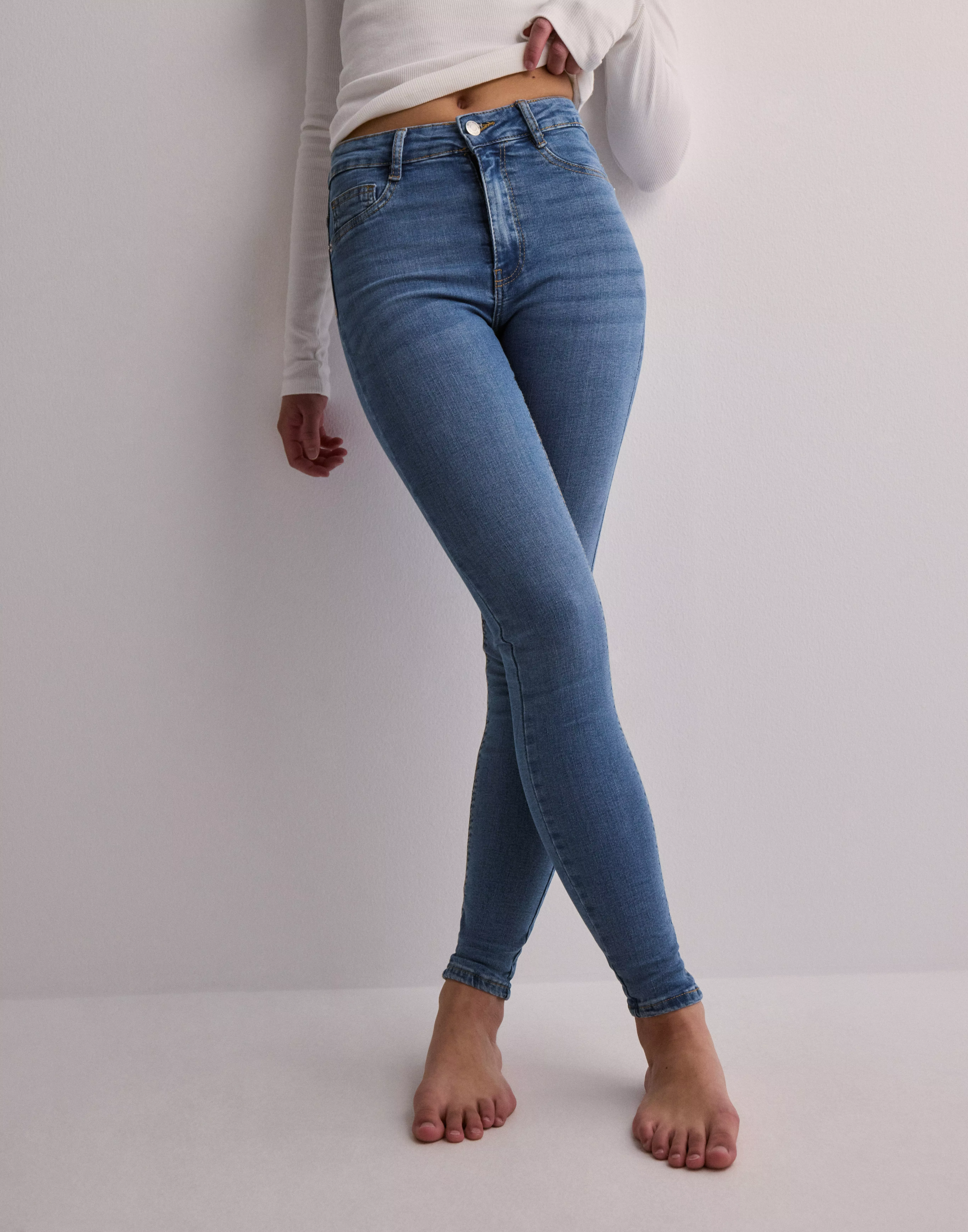 Køb Gina Tricot Molly High Waist Jeans - Blue | Nelly.com