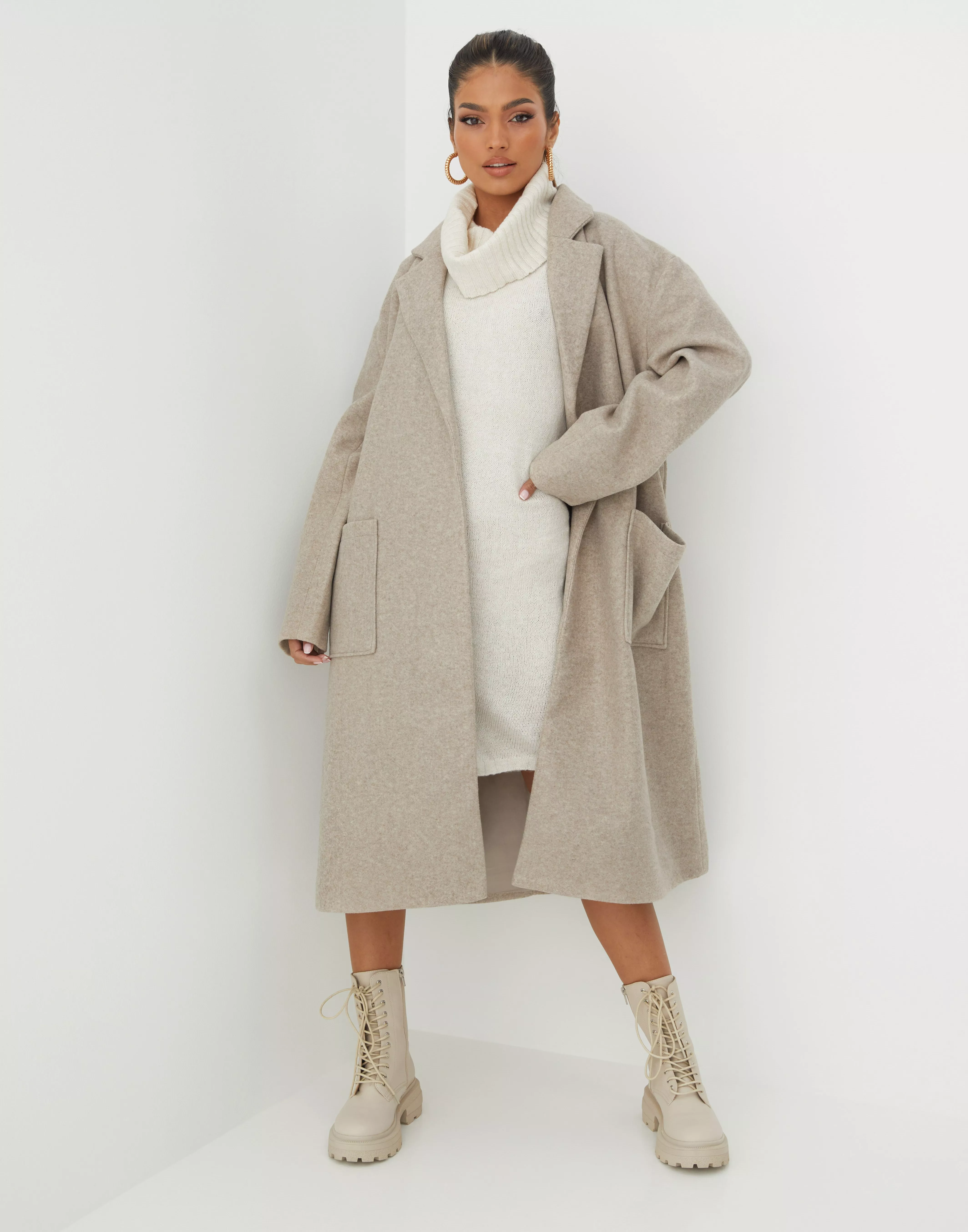 Buy Gina Tricot Irma Belted Coat - Greige