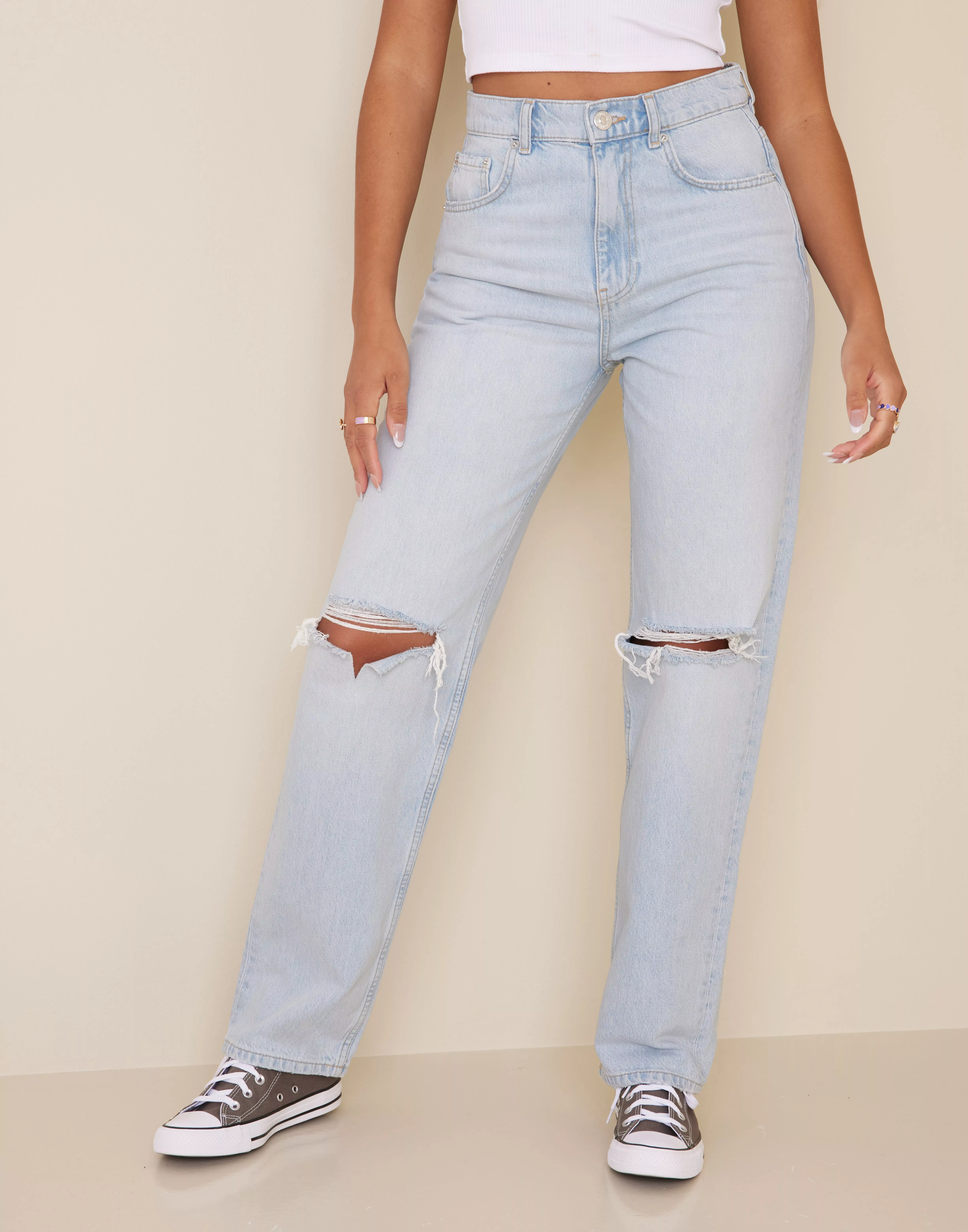Buy Tricot High Waist Jeans - Sky Blue | Nelly.com