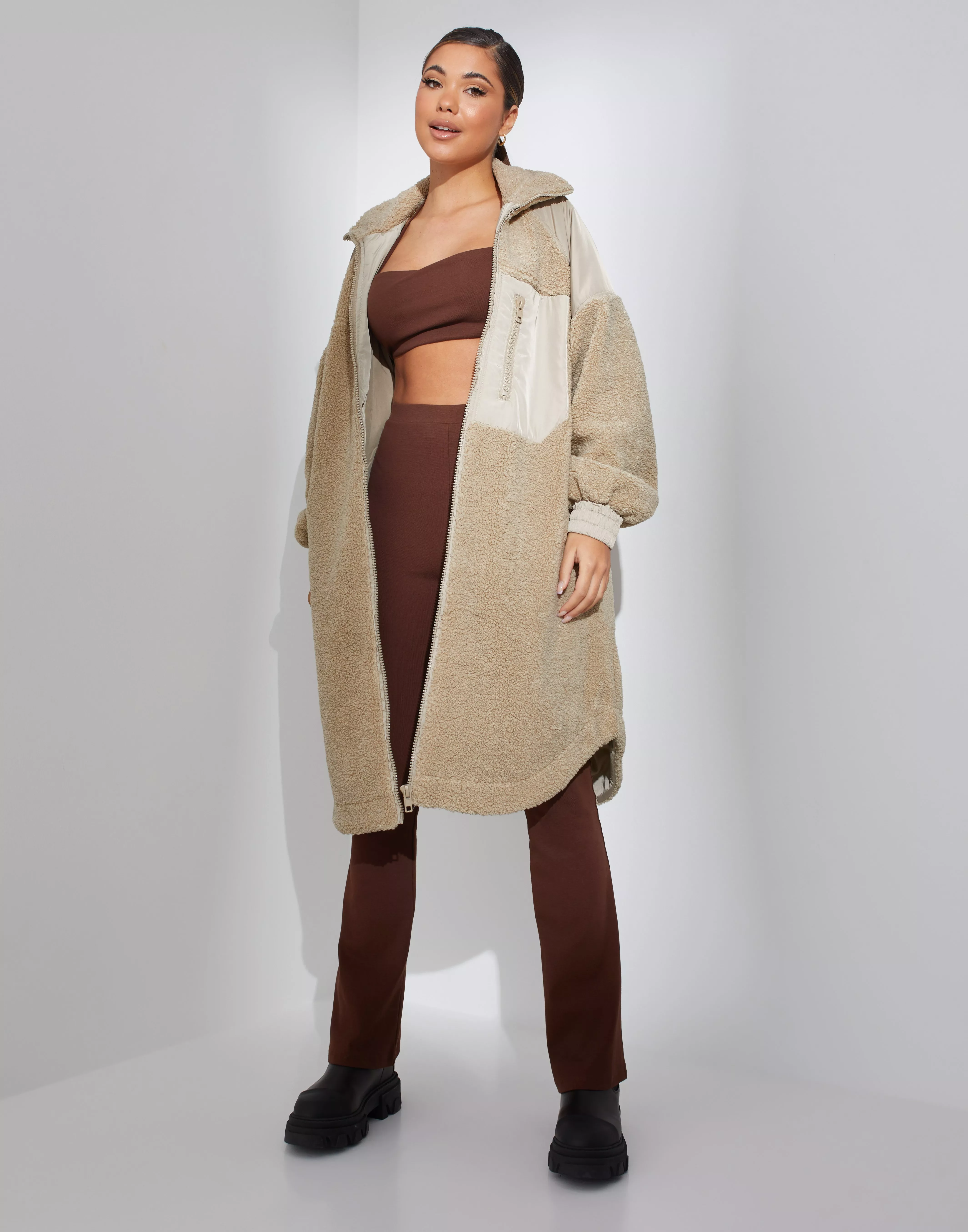 Buy Gina Tricot Faux Fur Jacket - Beige