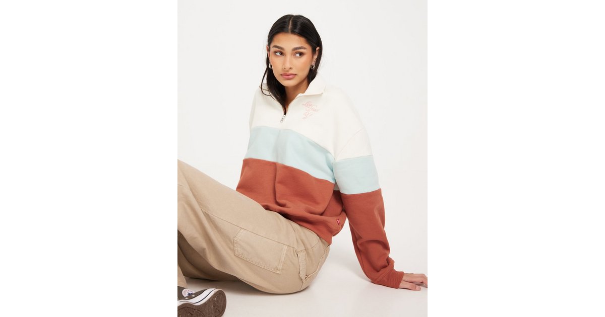 La hearts colorblock store half zip sweatshirt