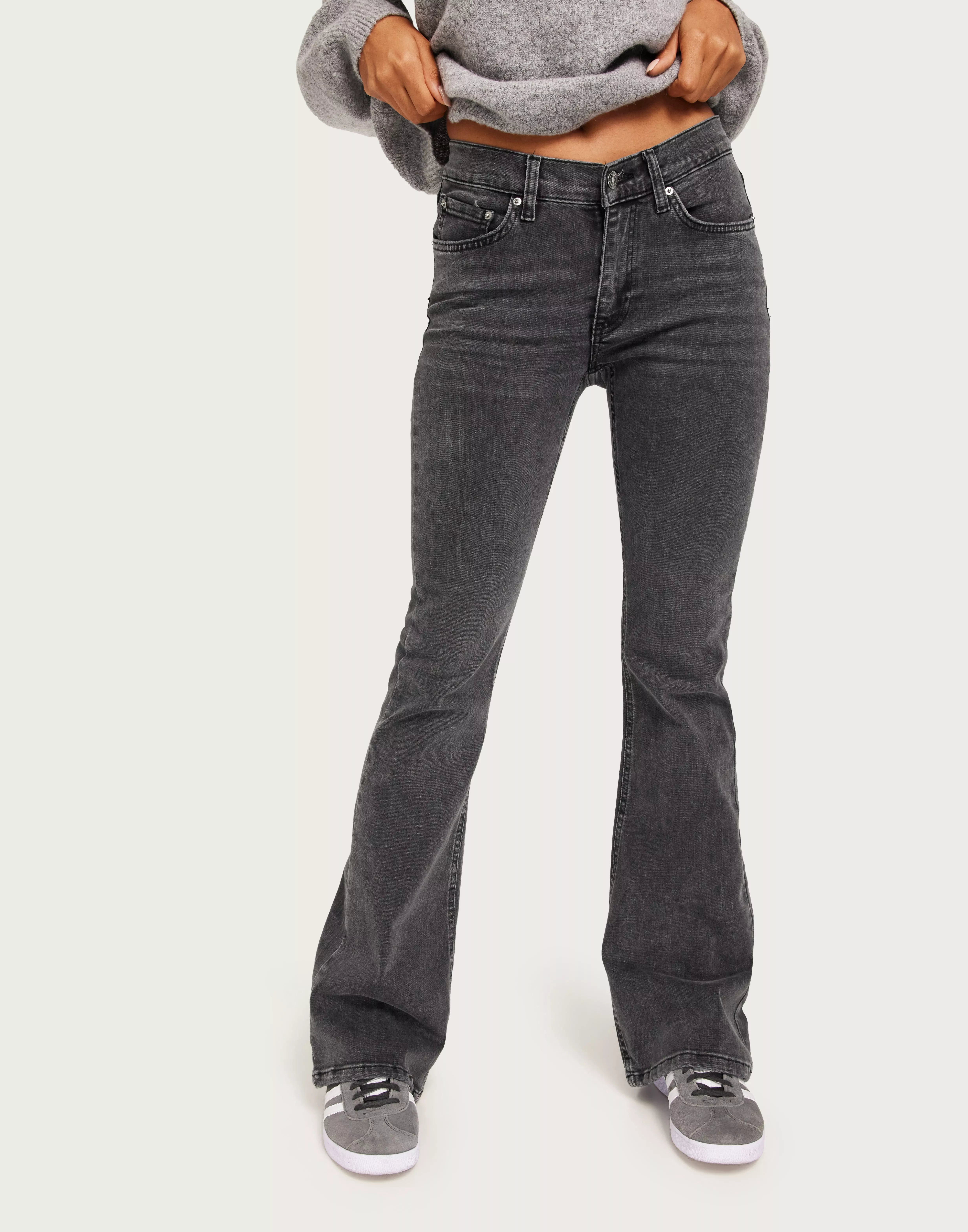 Gina Tricot LOW WAIST - Bootcut jeans - grey 