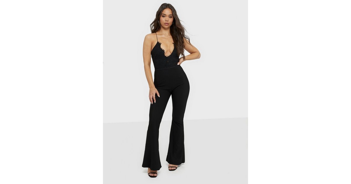 Buy Rare London Lace Top Flared Leg Jumpsuit - Black | Nelly.com