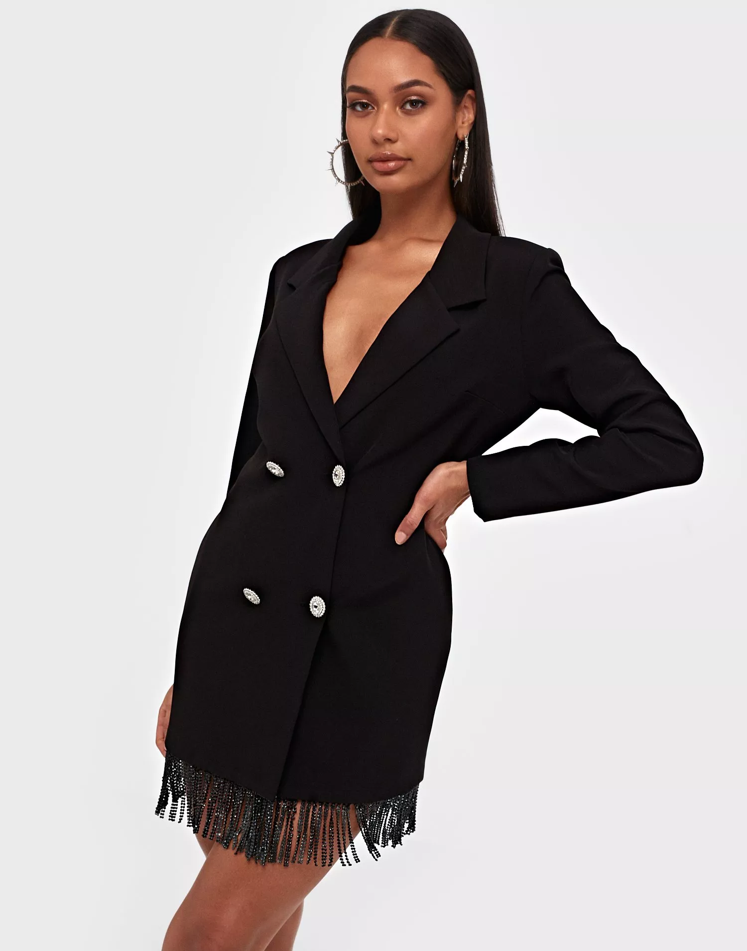 Buy Rare London Fringe Detail Blazer Dress - Black | Nelly.com