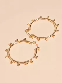 Gold Dot Creol Large Hoops