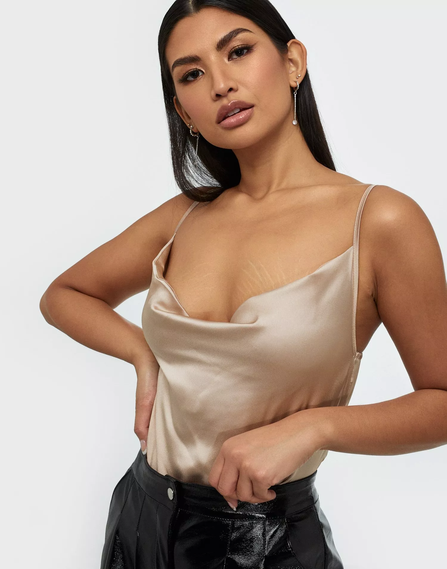 Satin Cowl Neck Cami Top