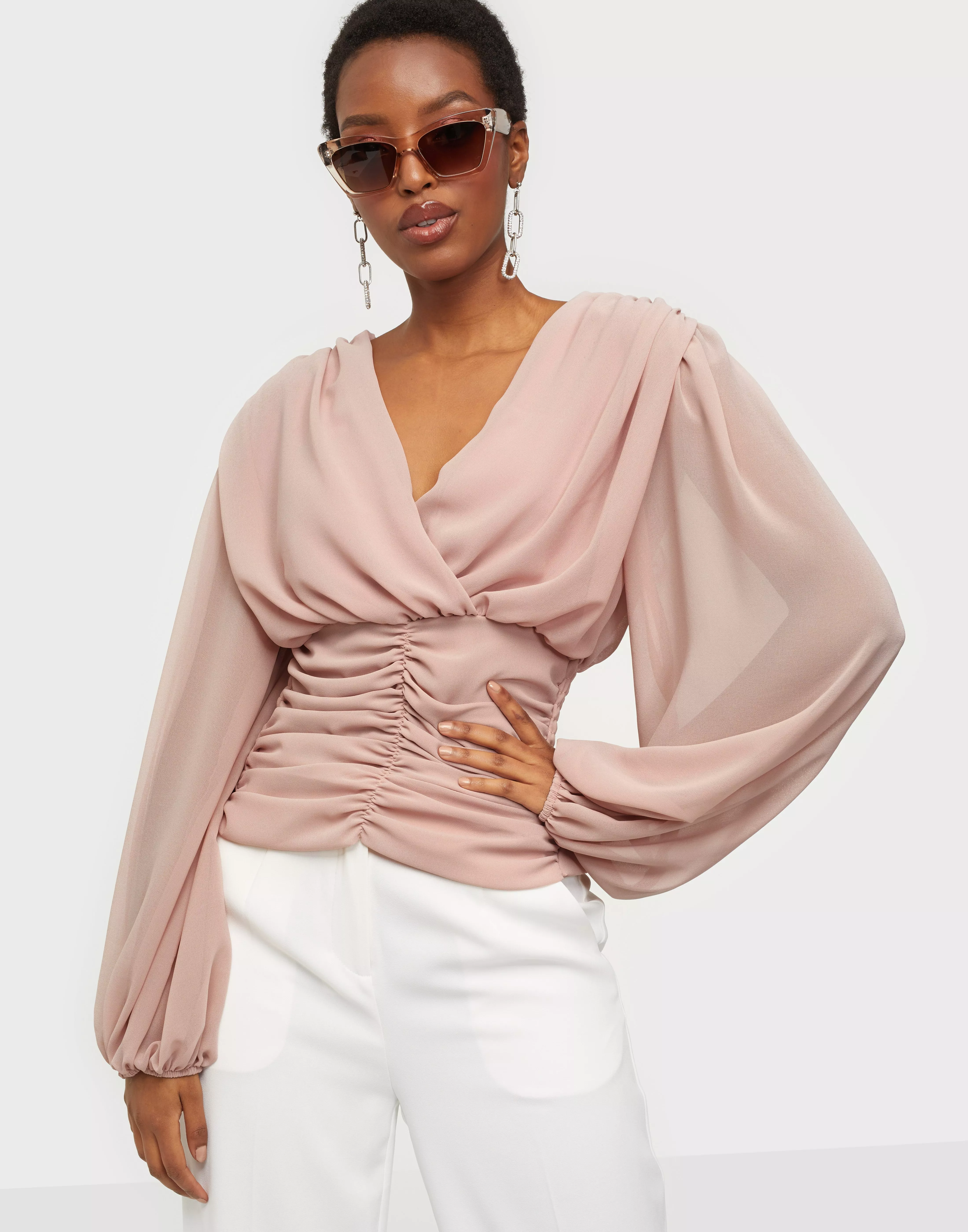 Pink satin cheap wrap top