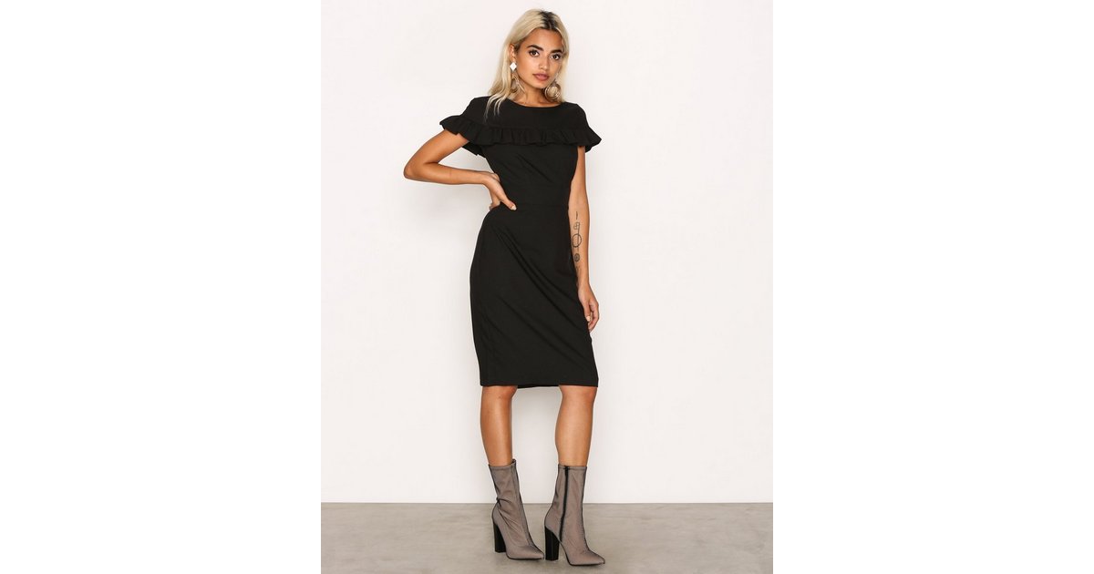 Buy Closet Closet Frill Yoke Tie-back Pencil Dress - Black | Nelly.com