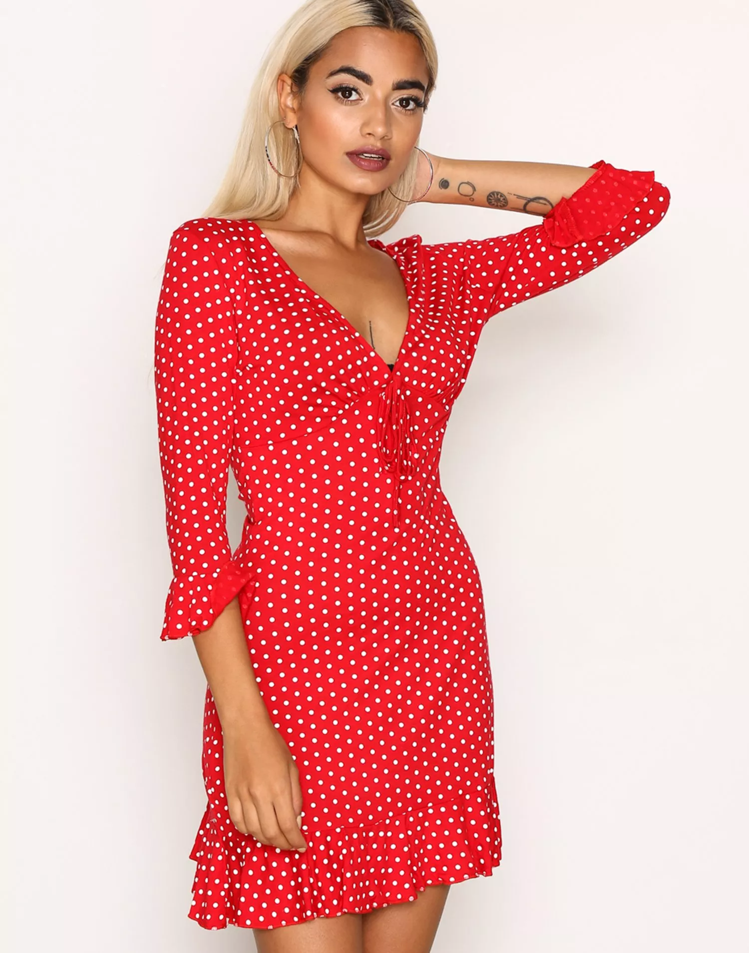 Missguided white polka dot sales dress