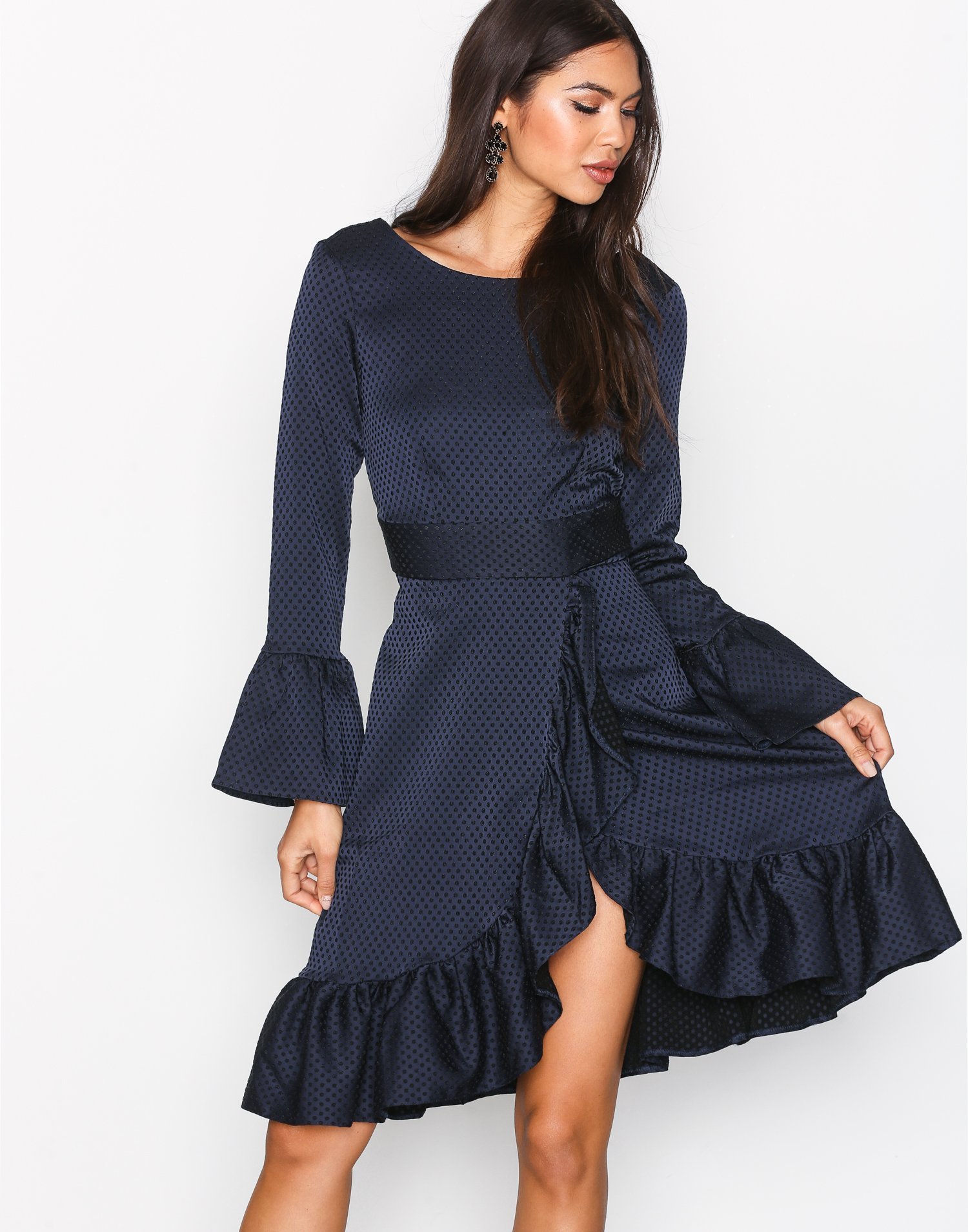 Frill Wrap Over Hem Dress