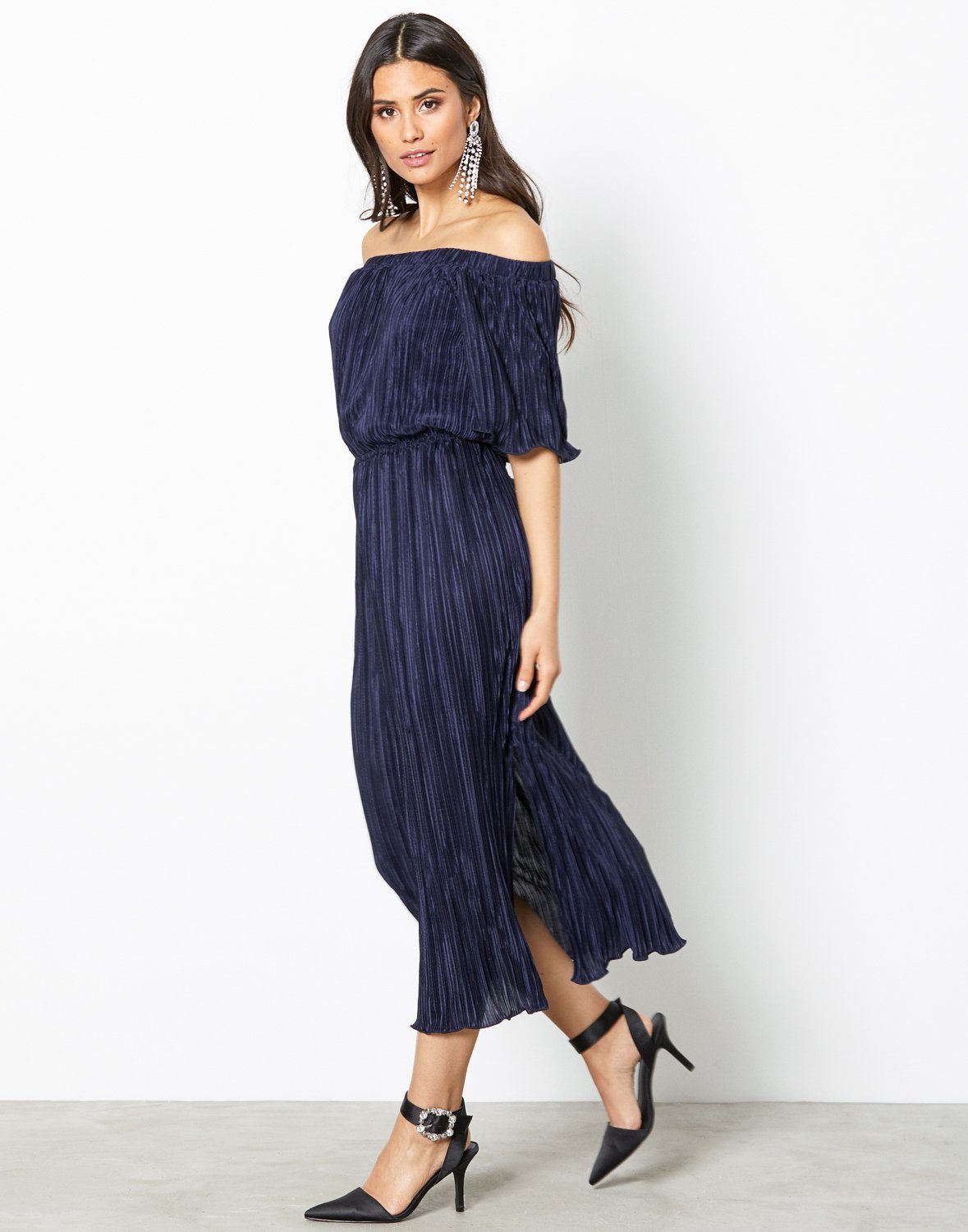 Closet Off The Shoulder Gathered Dress