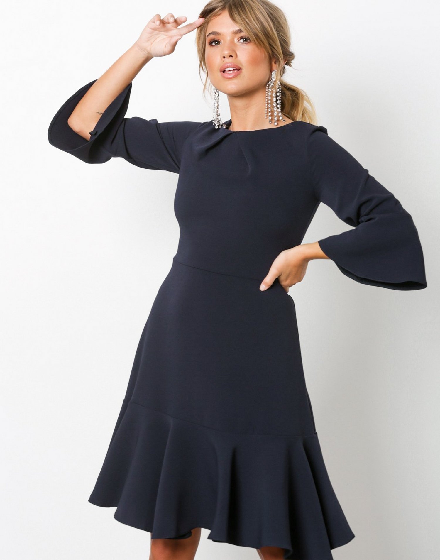 Frill Sleeve A-Line Dress