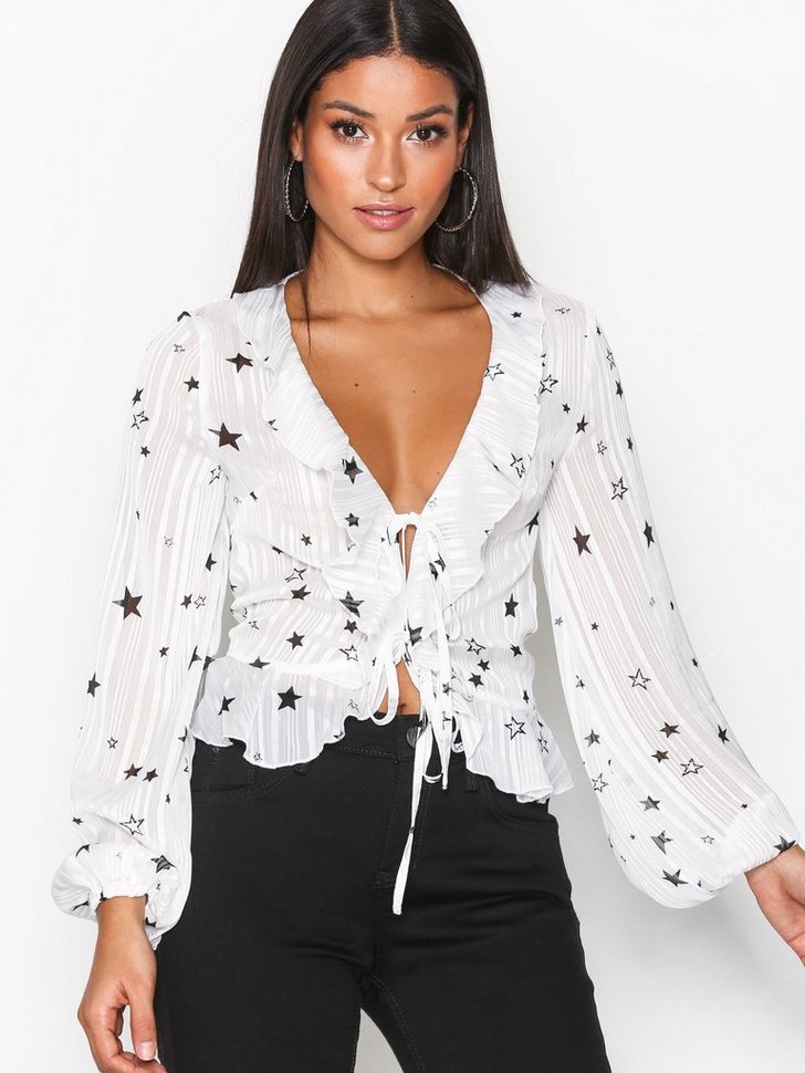 Festbluse Front Tie Tea Blouse festtop