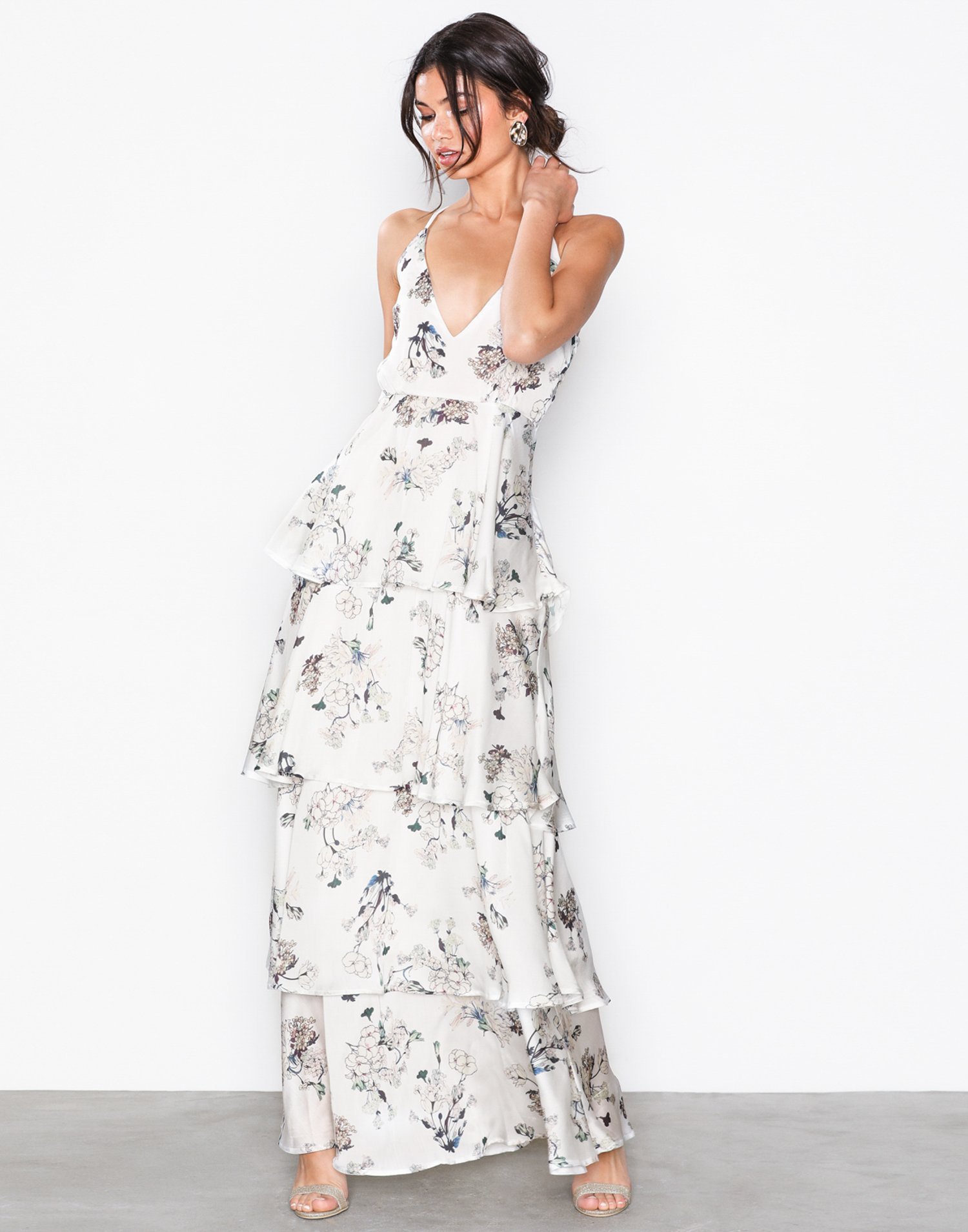 Satin Floral Maxi Dress