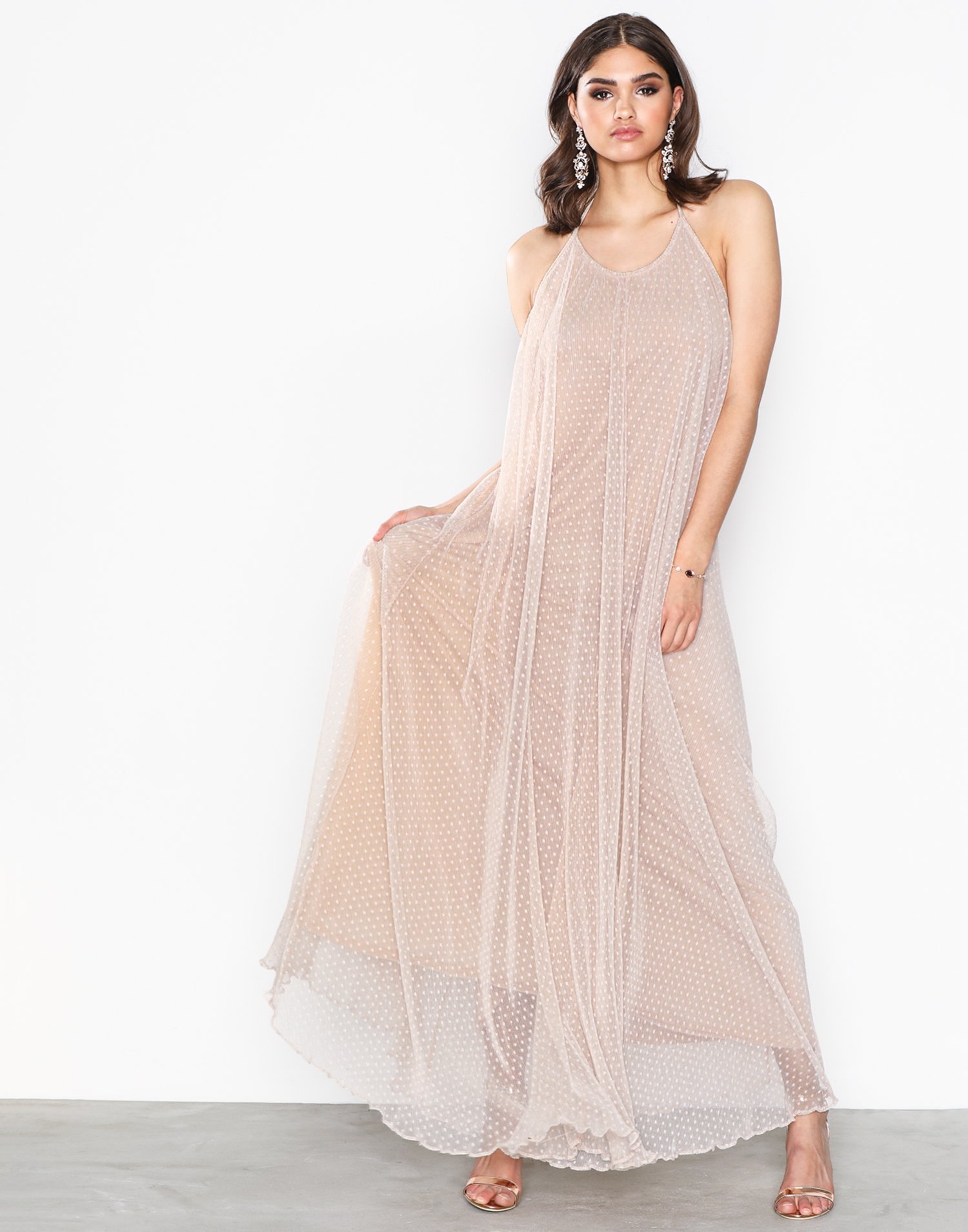 Mesh Drop Back Maxi Dress