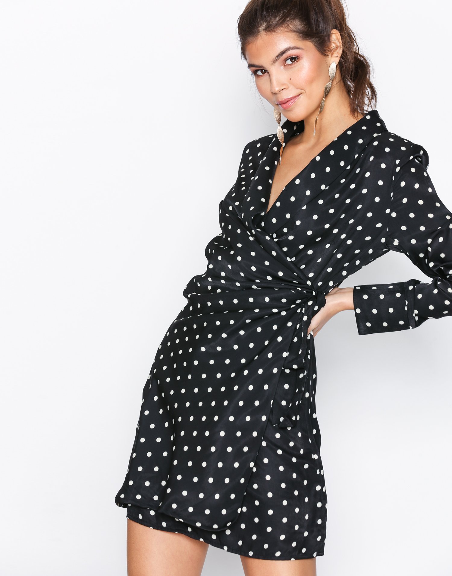 Satin Polka Dot Shift Dress