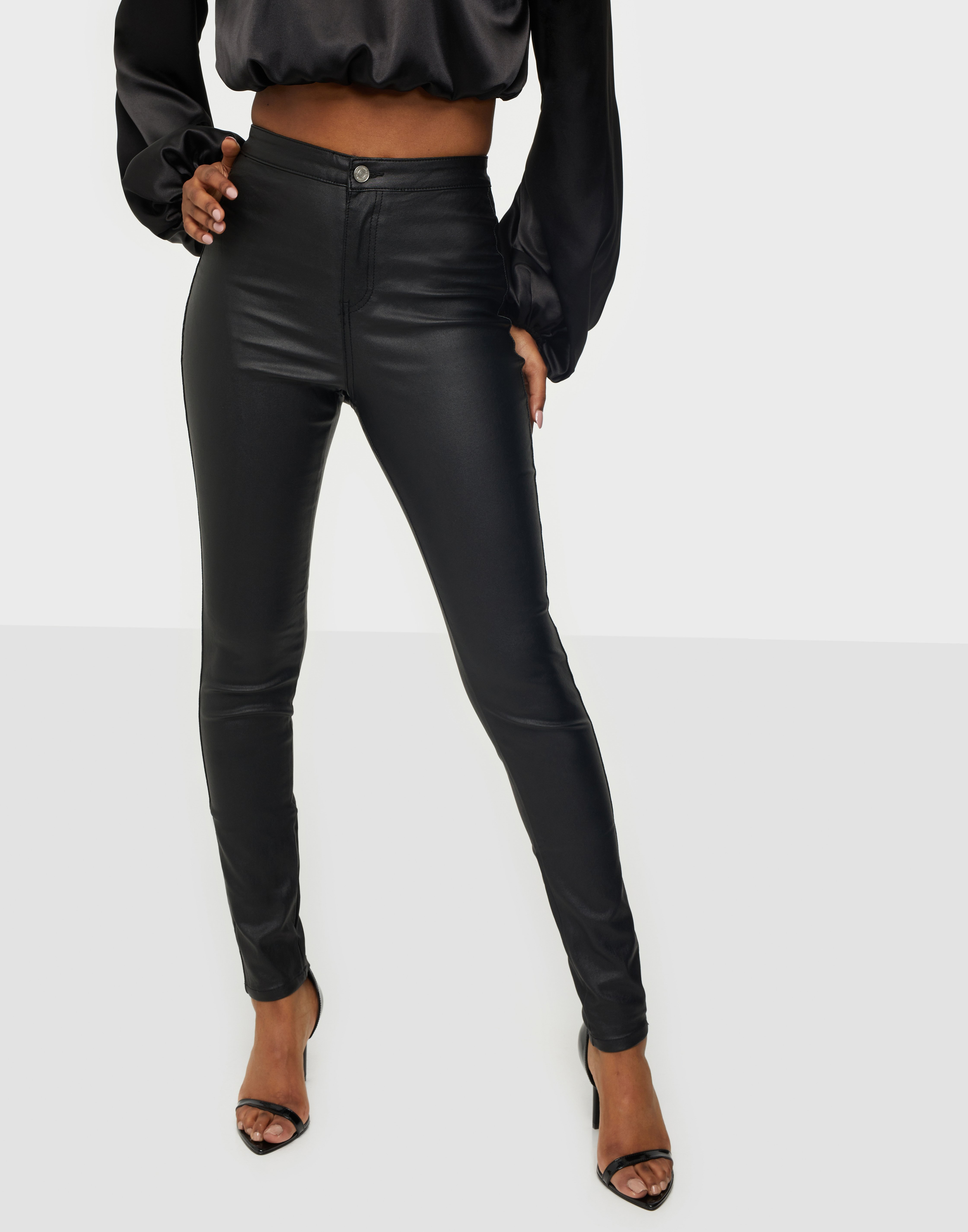 coated high waist skinny jeans