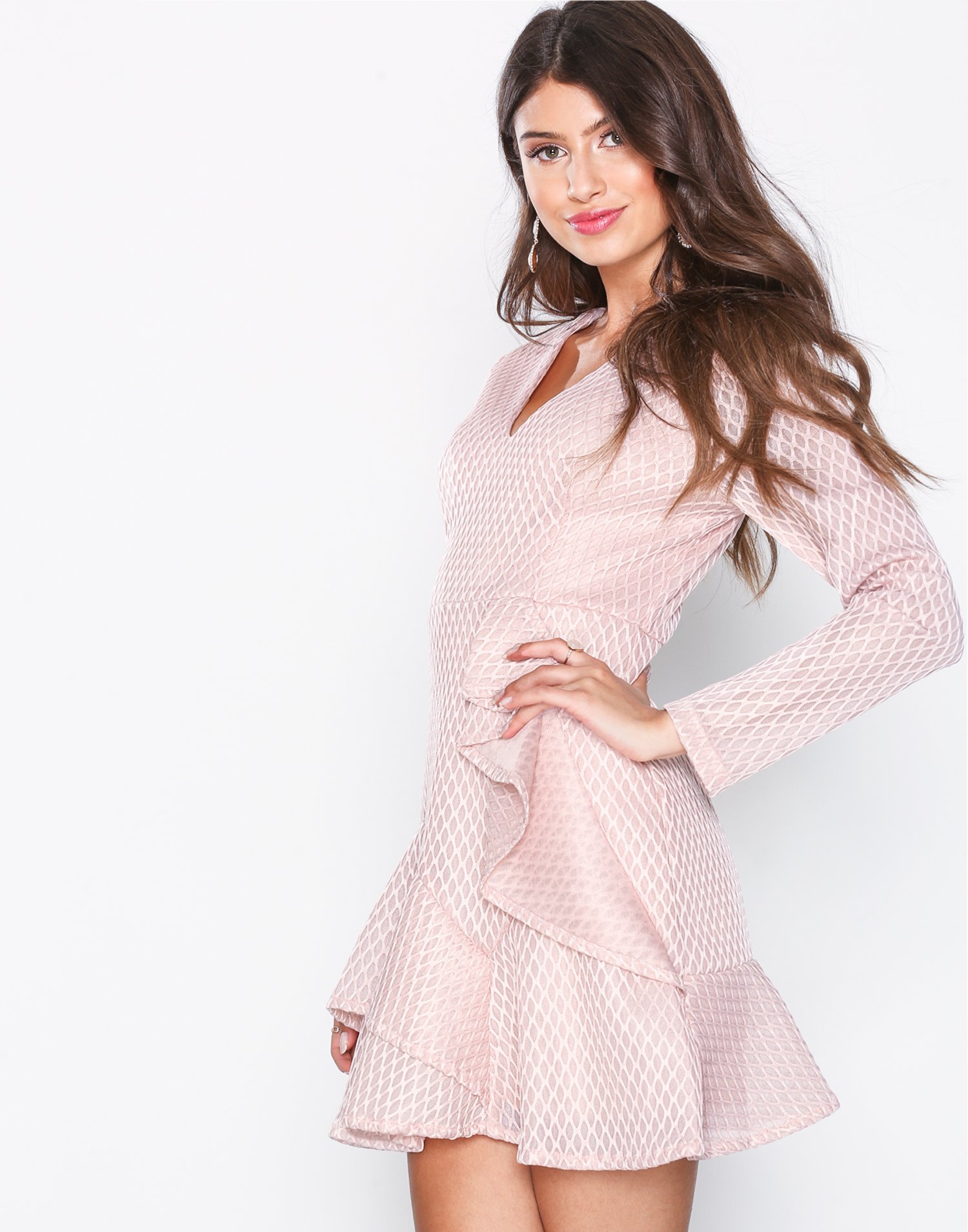 Plunge Ruffle Skater Dress