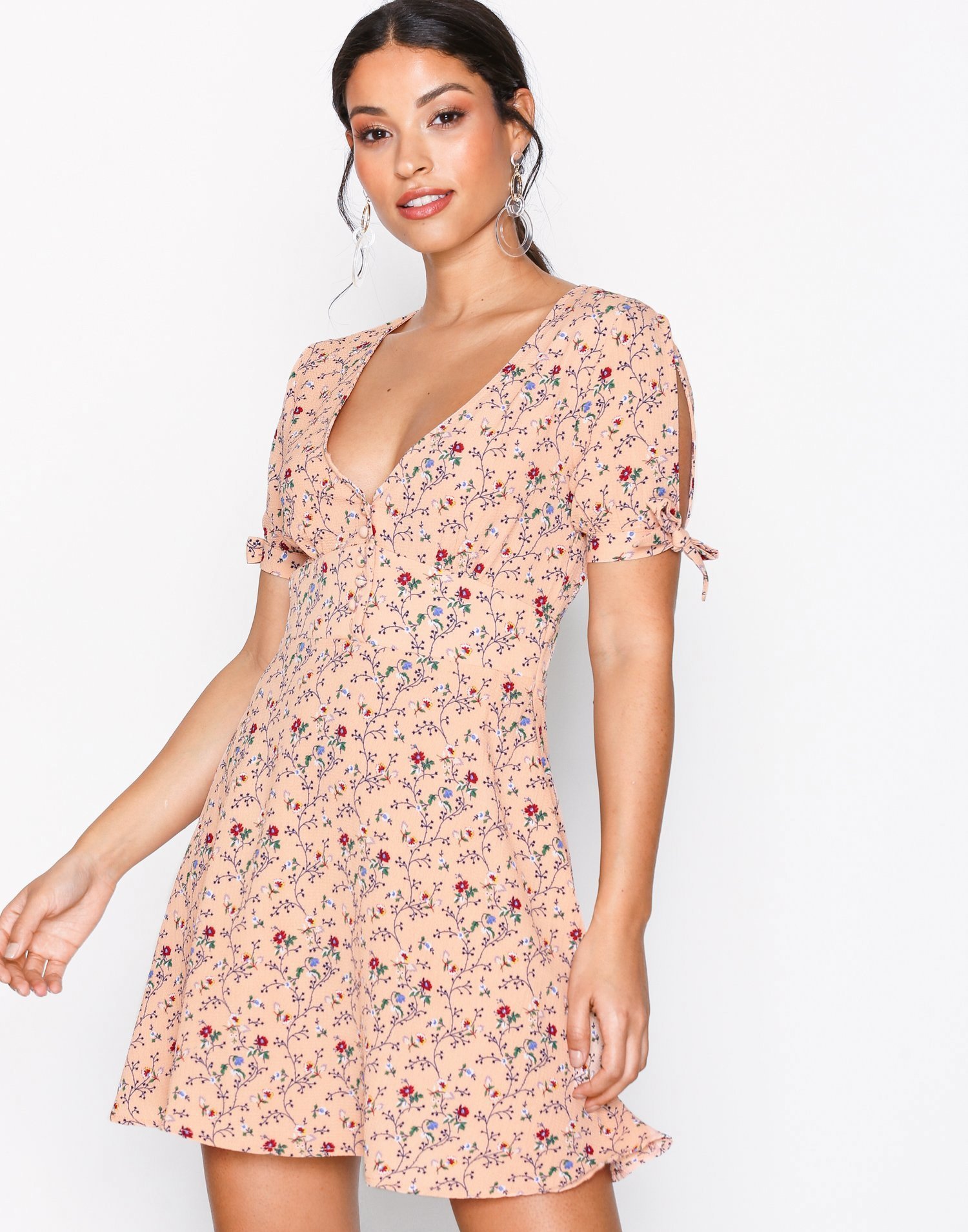 Crepe Button Front Mini Dress