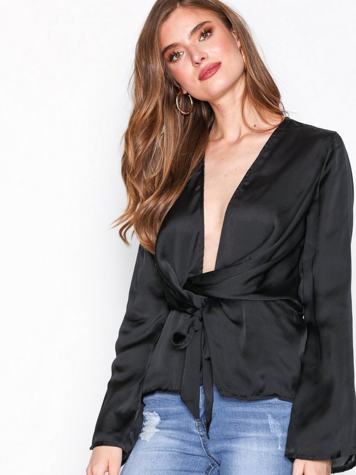 Festbluse Satin Chiffon Drape Blouse festtop