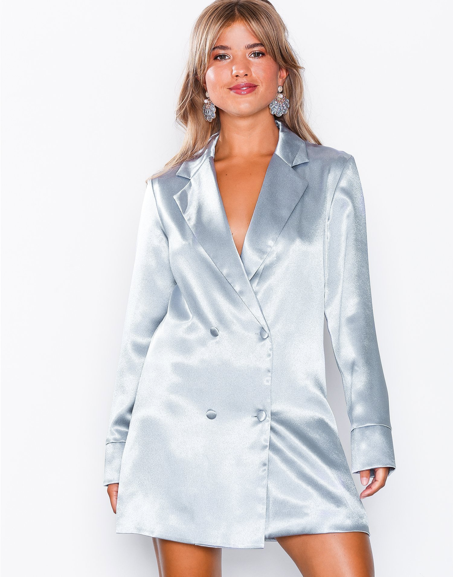 Metallic Tailored Tuxedo Dress