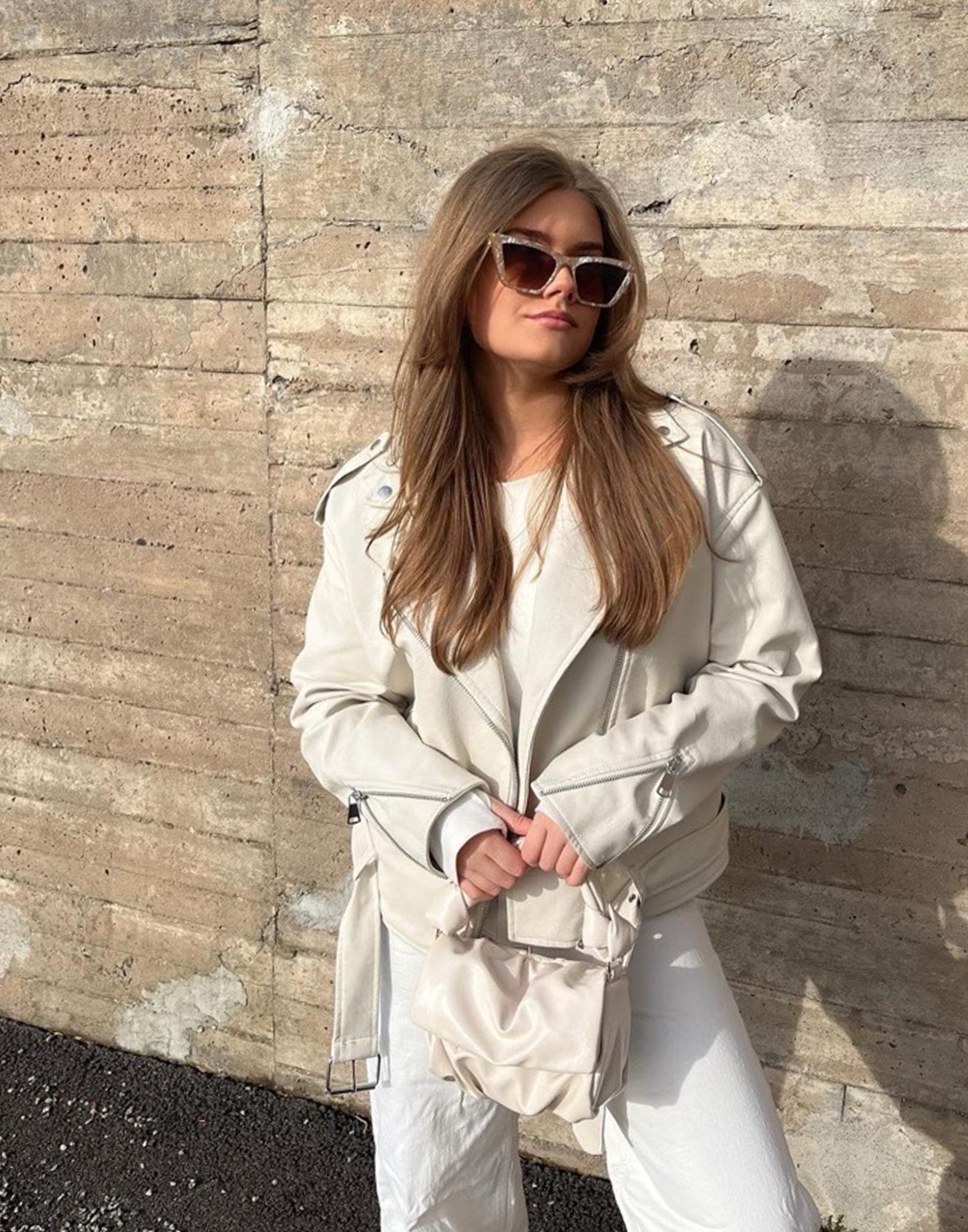 missguided white leather jacket