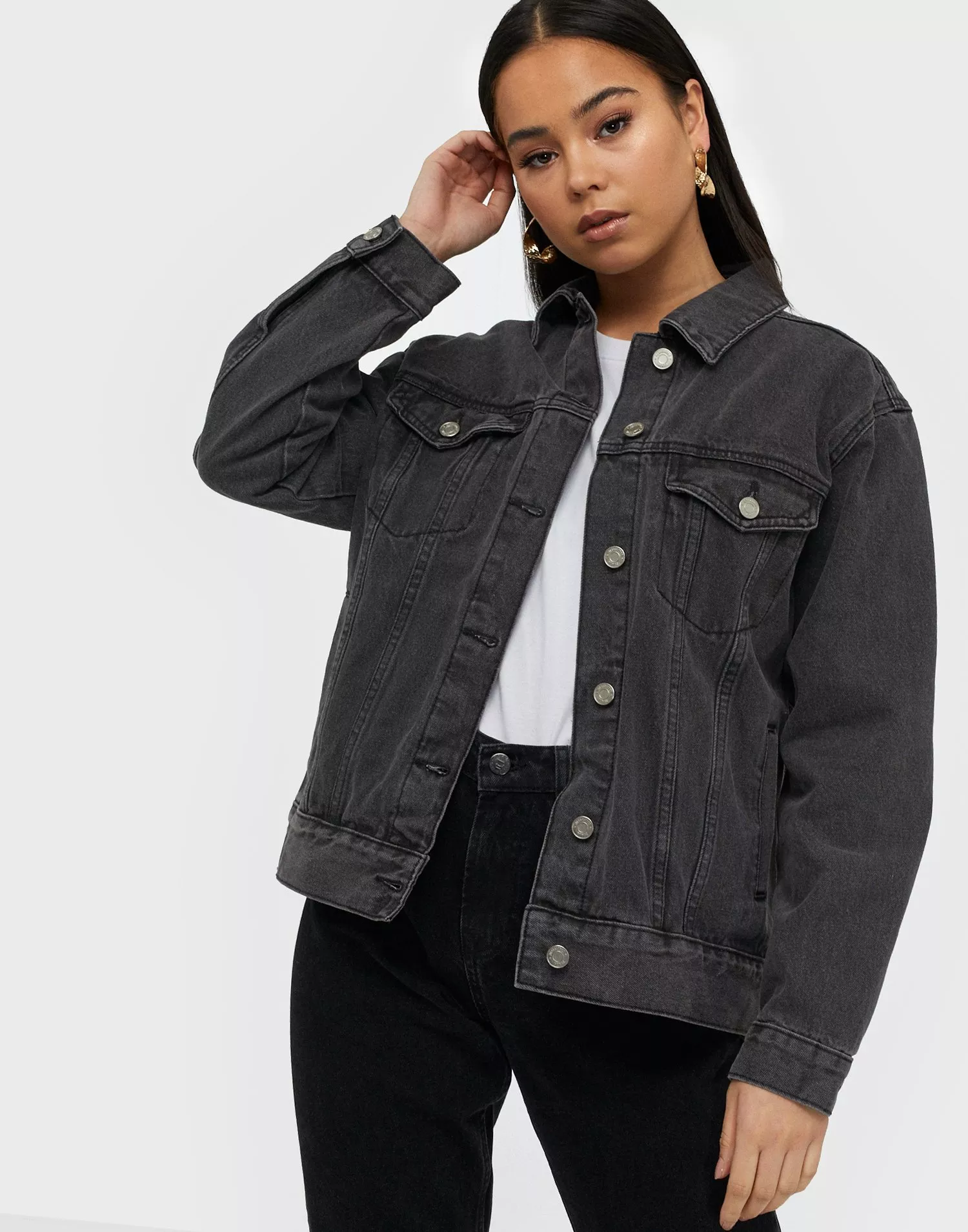 Oversized denim hot sale jacket missguided