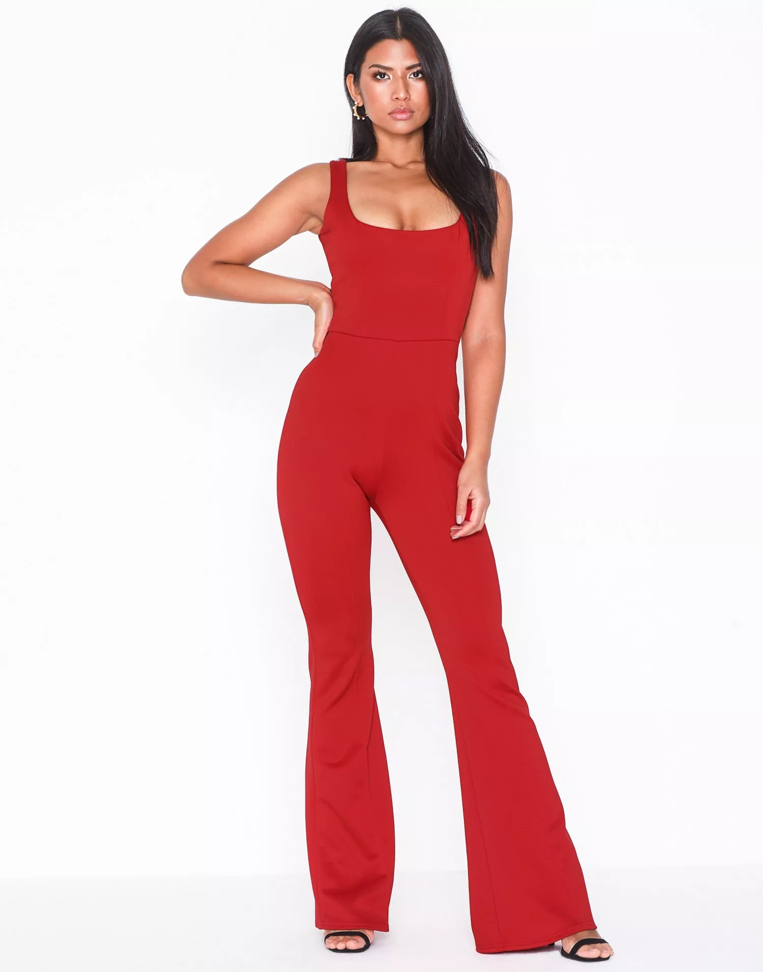 Red store flare jumpsuit