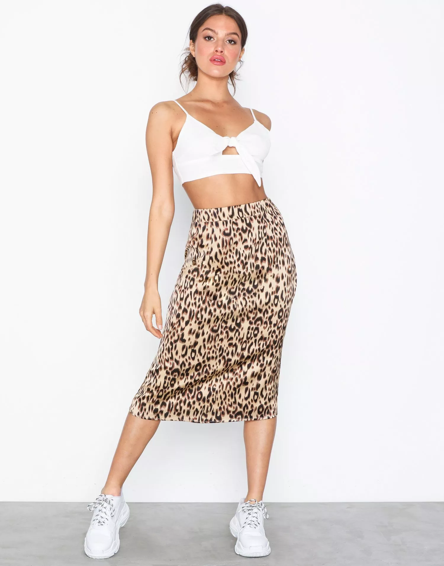 Leopard midi skirt clearance missguided