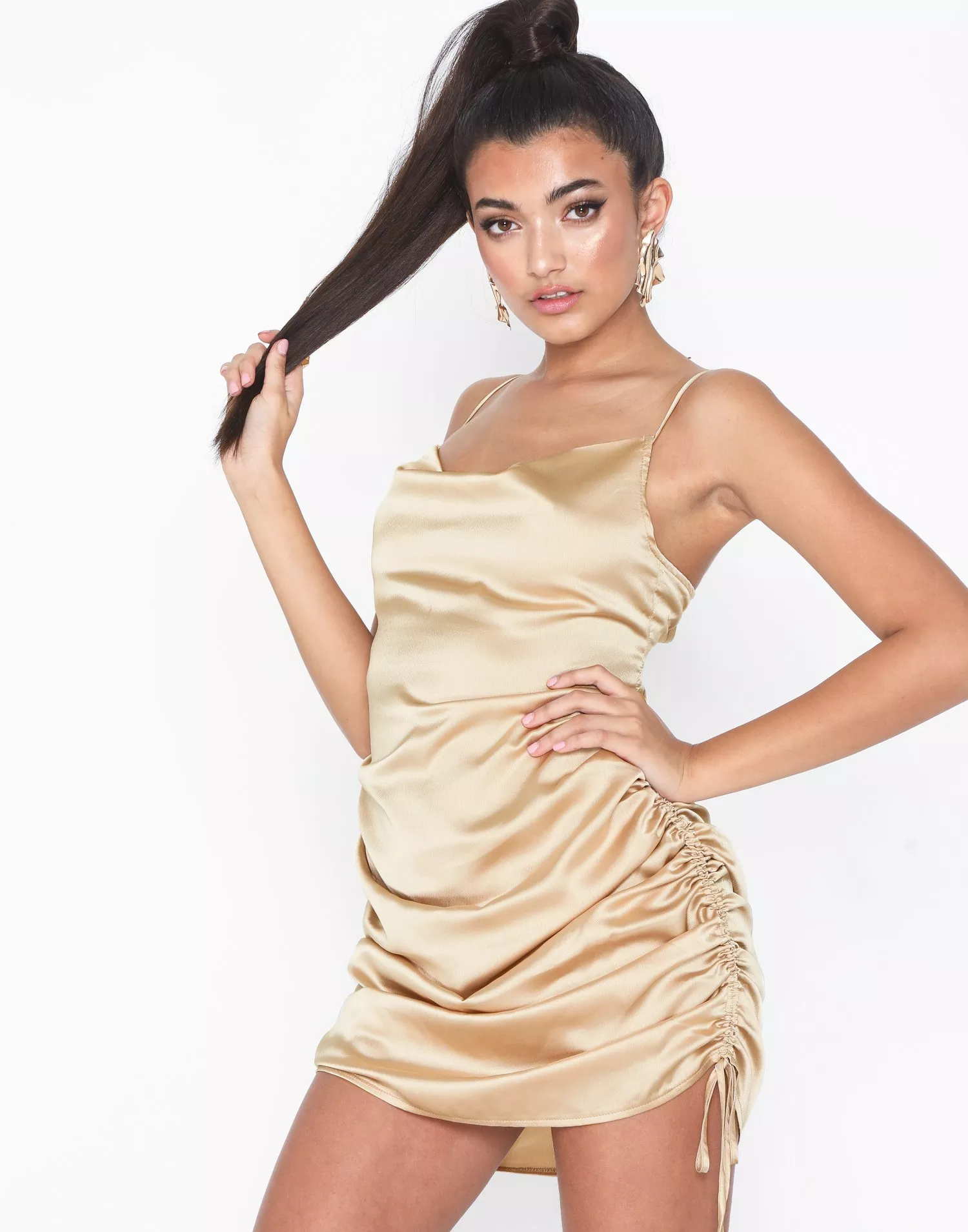 Missguided satin cowl store dress