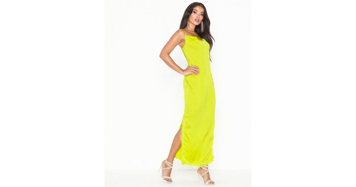 Buy Missguided Satin Lace Midaxi Dress - Limeade | Nelly.com