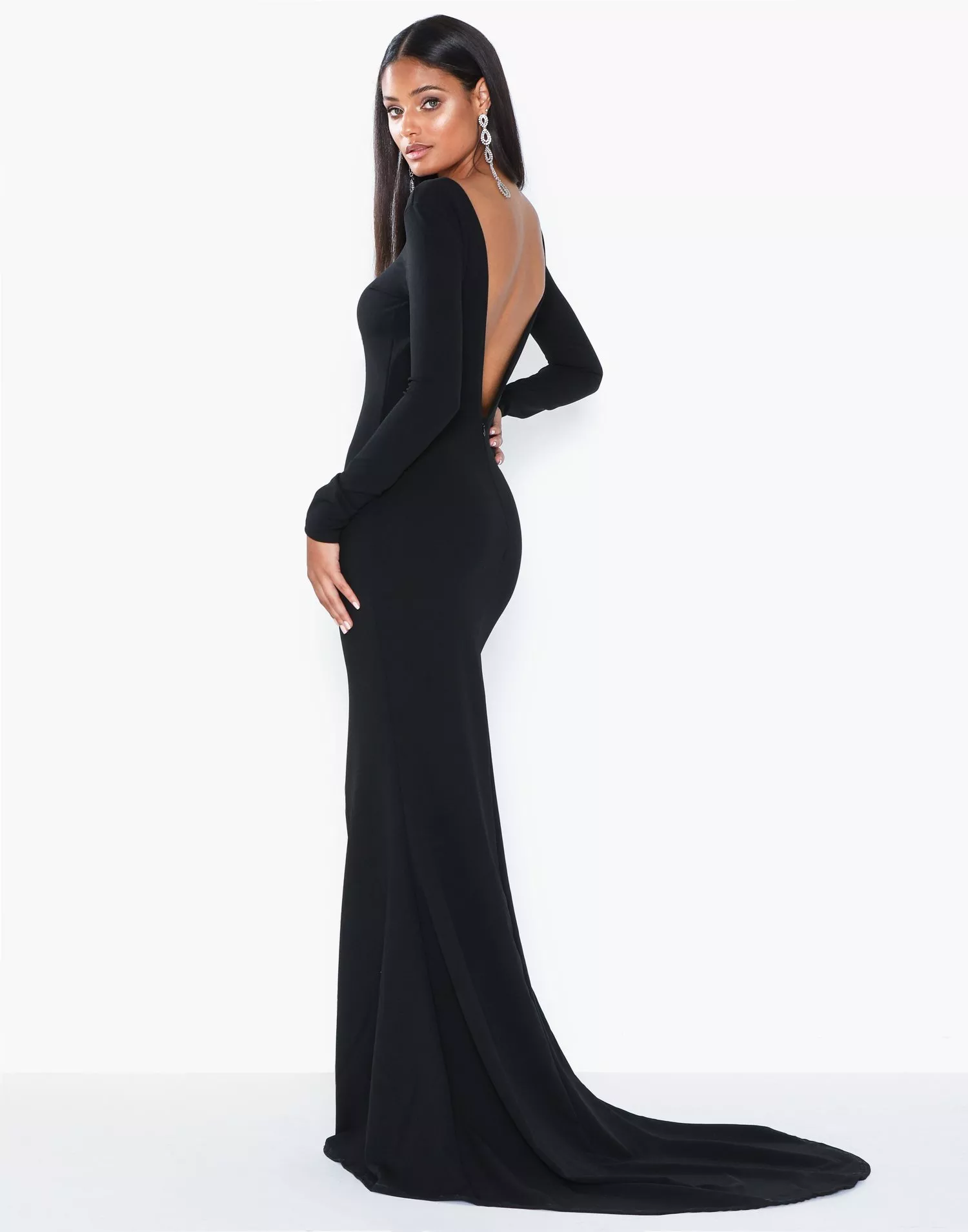 Black long sleeve outlet fishtail maxi dress