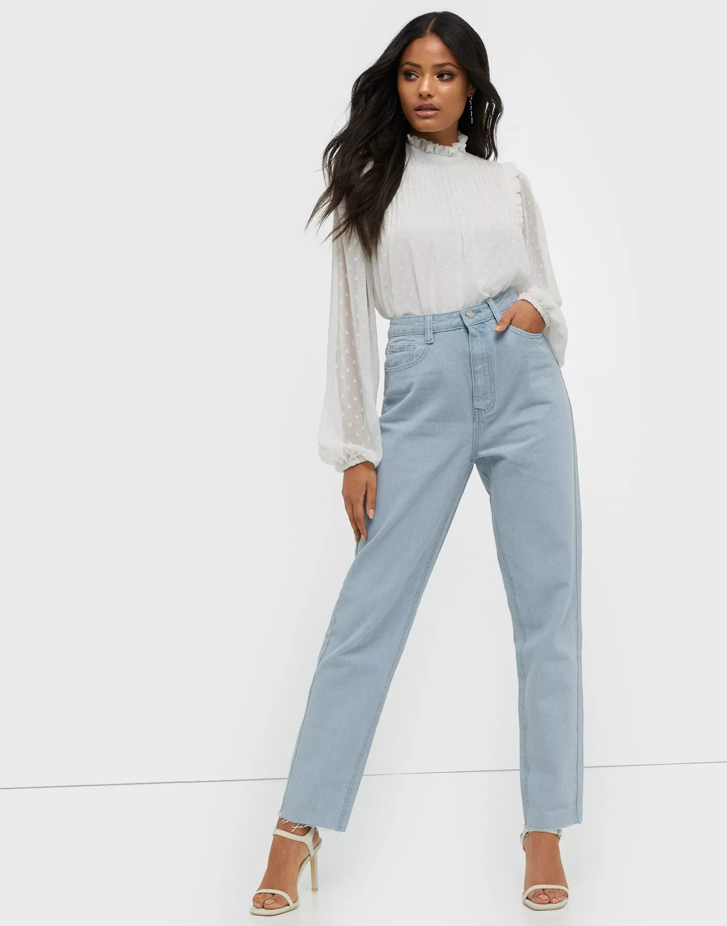 Missguided Blue High Waisted Ripped Jeggings, $40, Missguided