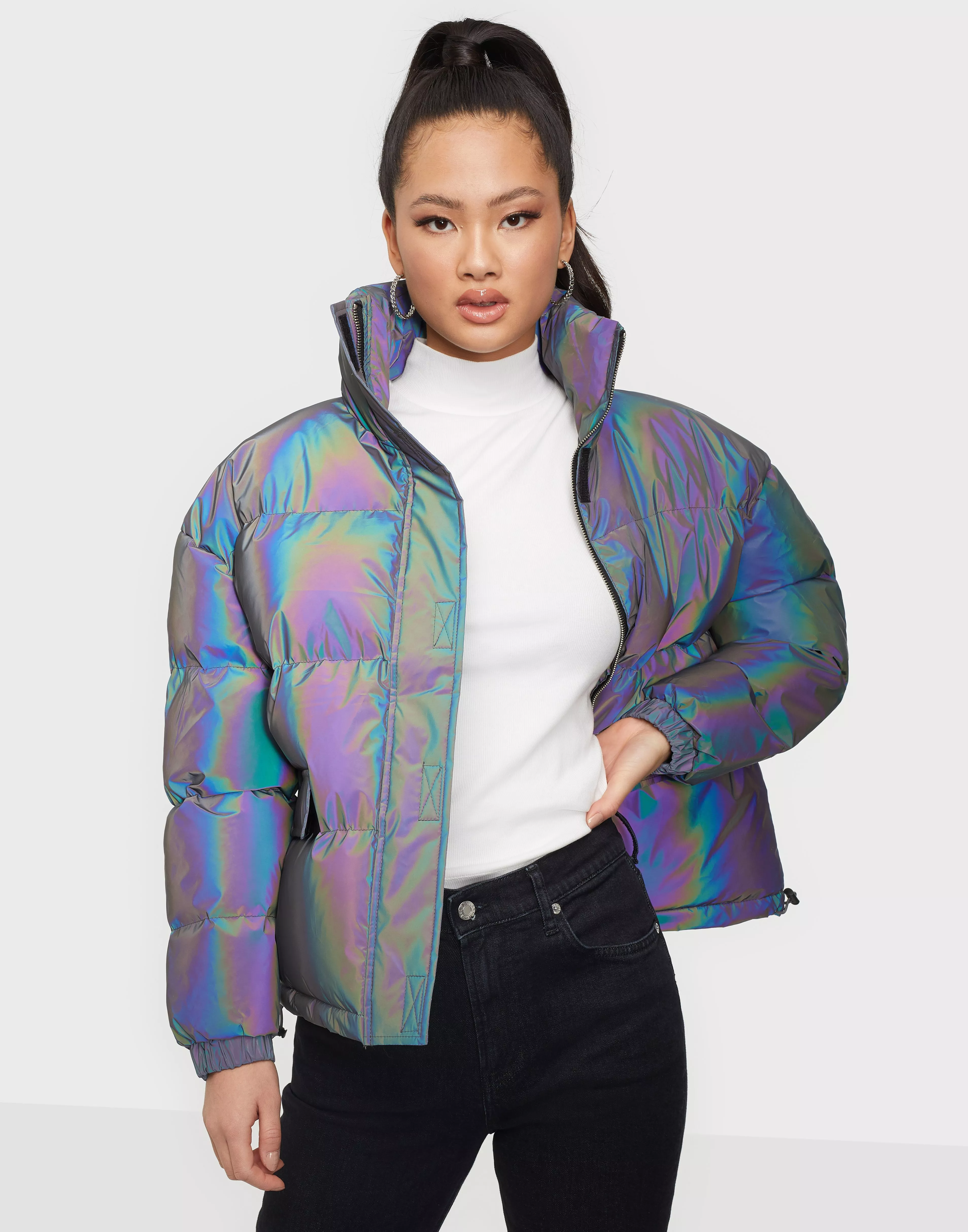 Buy Missguided Ski Irridescent Jacket - Purple