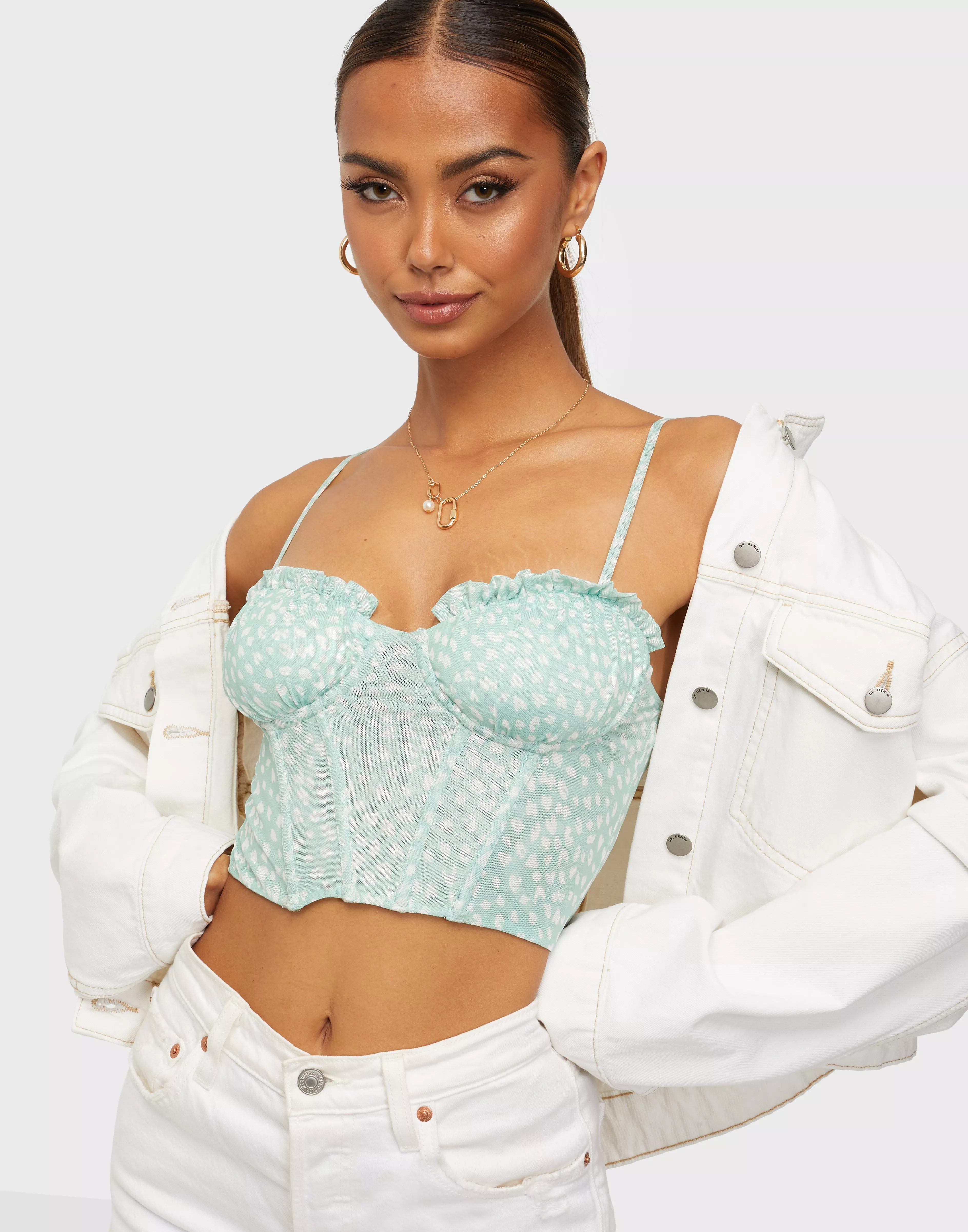 Buy Love Triangle La Mode Mesh Corset Crop Top - Pistachio