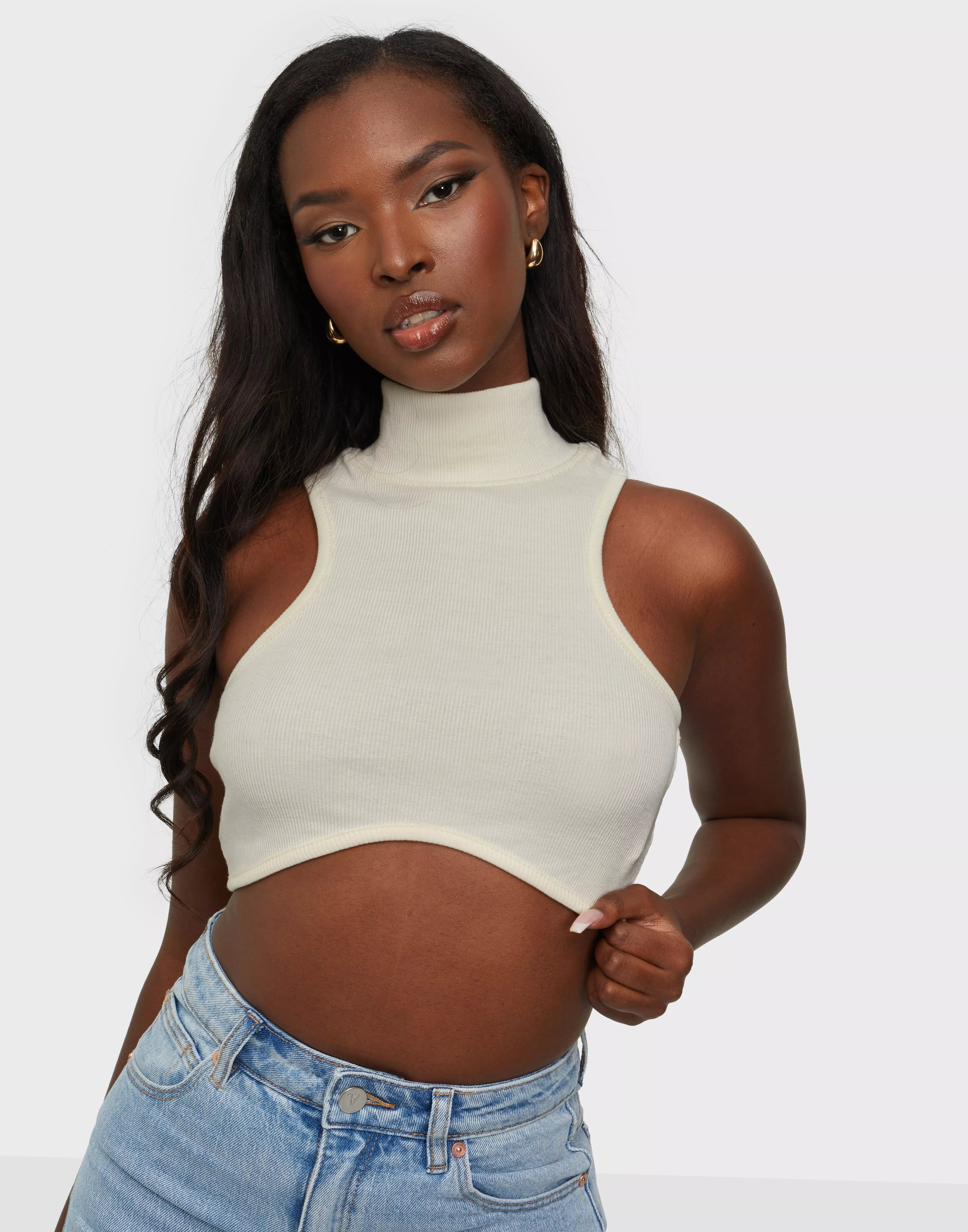 Buy Missguided Tight Rib Under Boob Crop Top - Cream