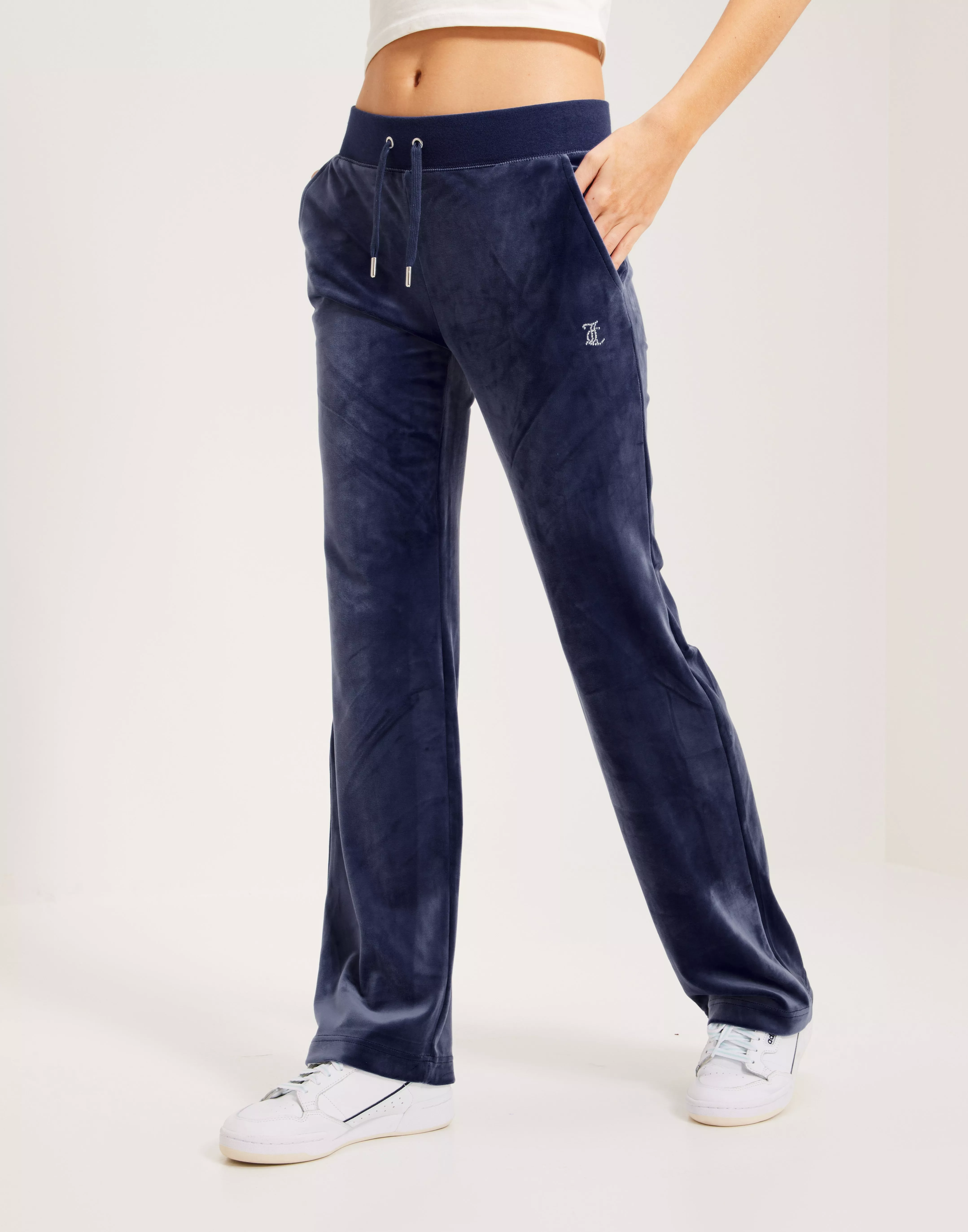 Juicy Couture Diamante Back Logo Velour Track Pant - Navy