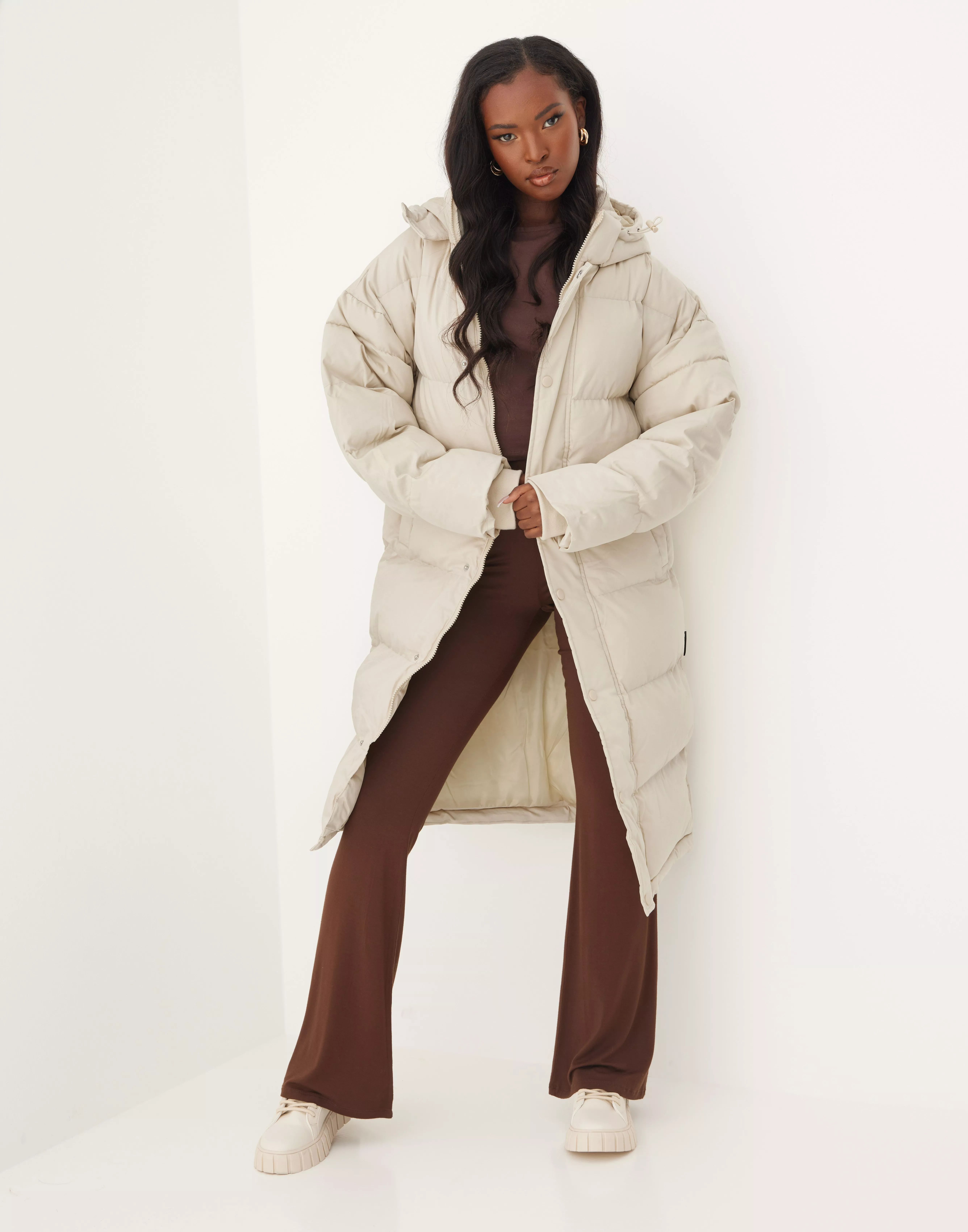 Longline padded hot sale puffer coat