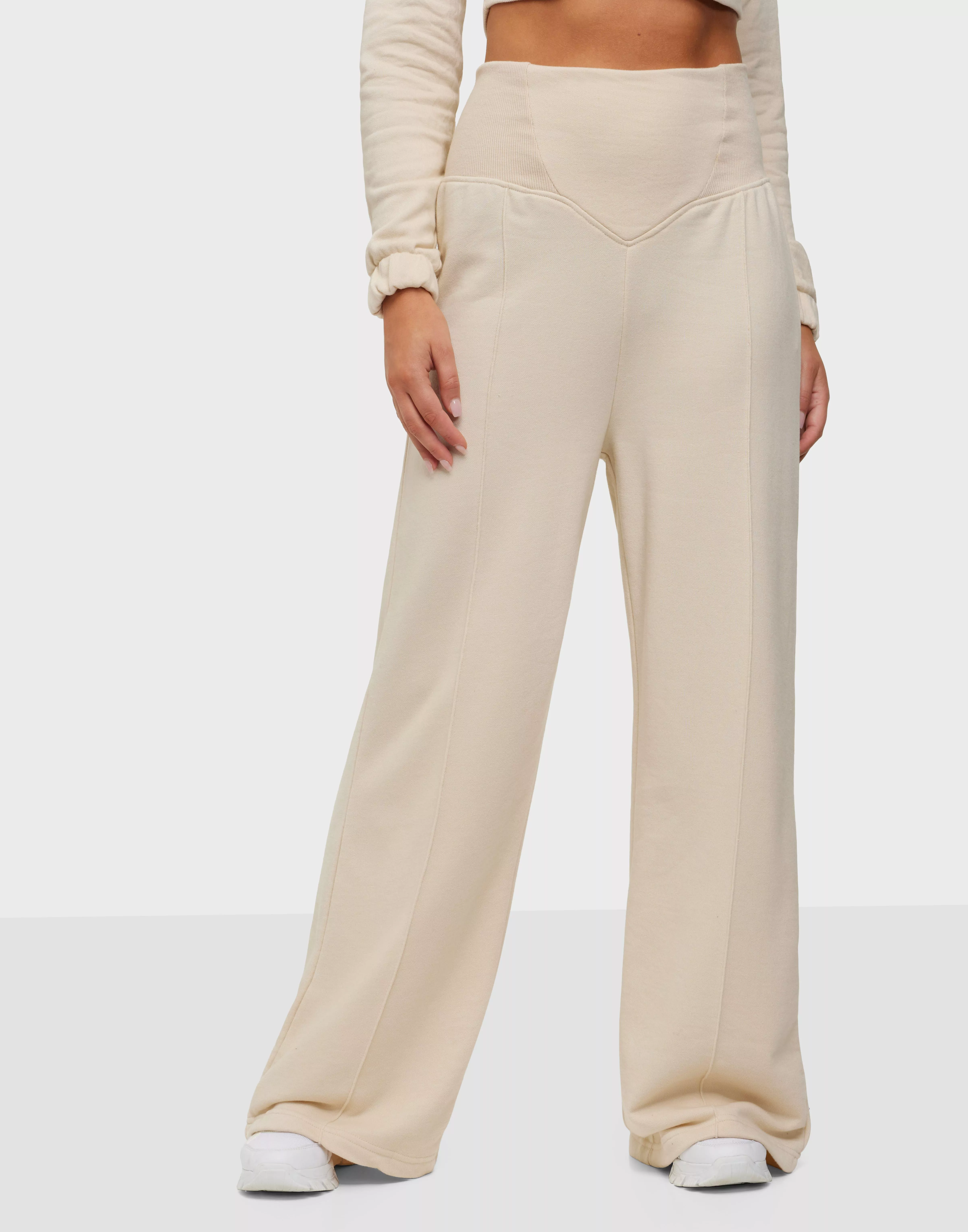 Buy Public Desire HIGH SHIRRED WAIST WIDE LEG SWEATPANT - Eggshell